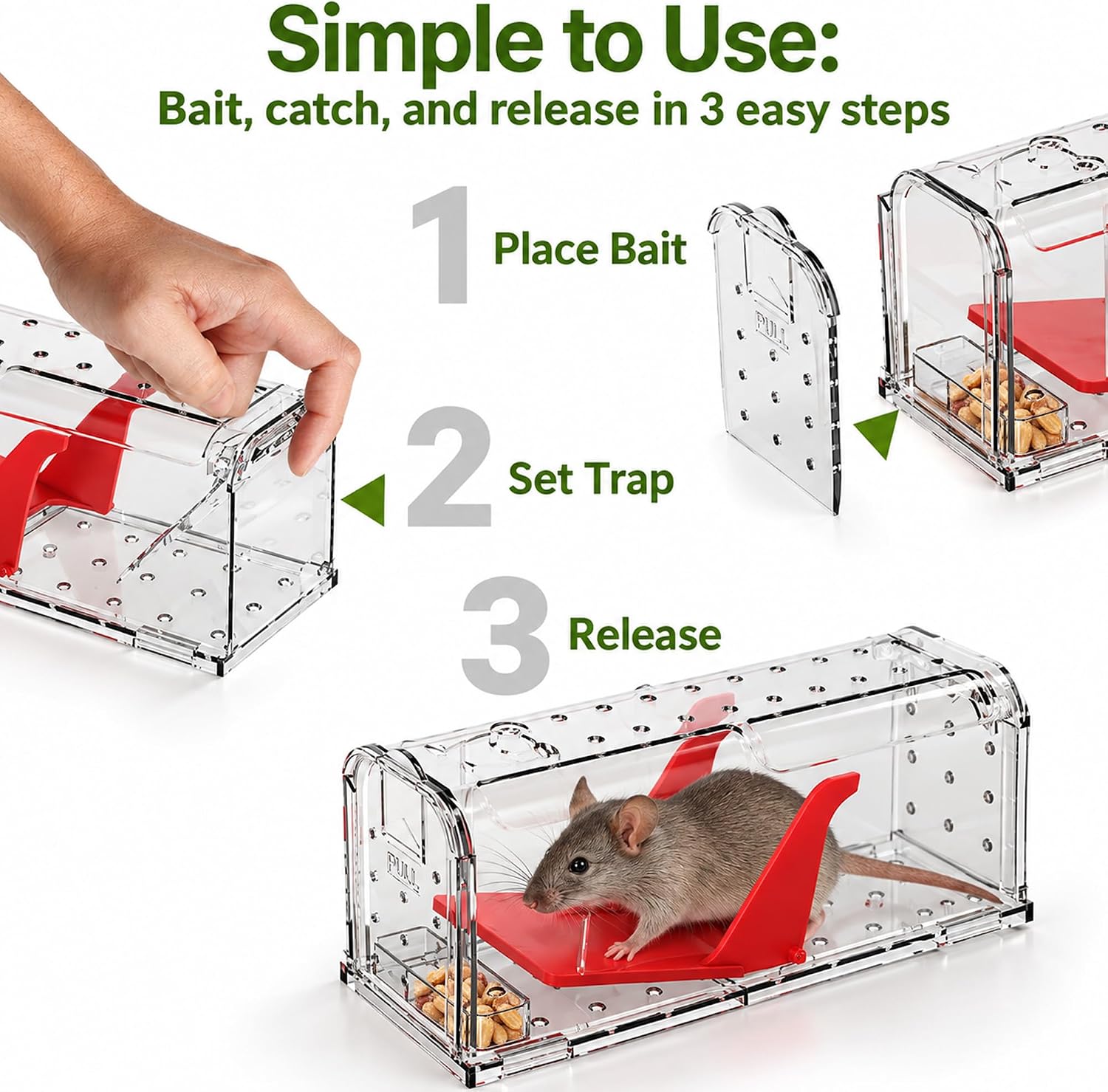 Detalle 2 de ROSHIELD Humane Mouse Trap 2-pack โ reusable ๐ญ
