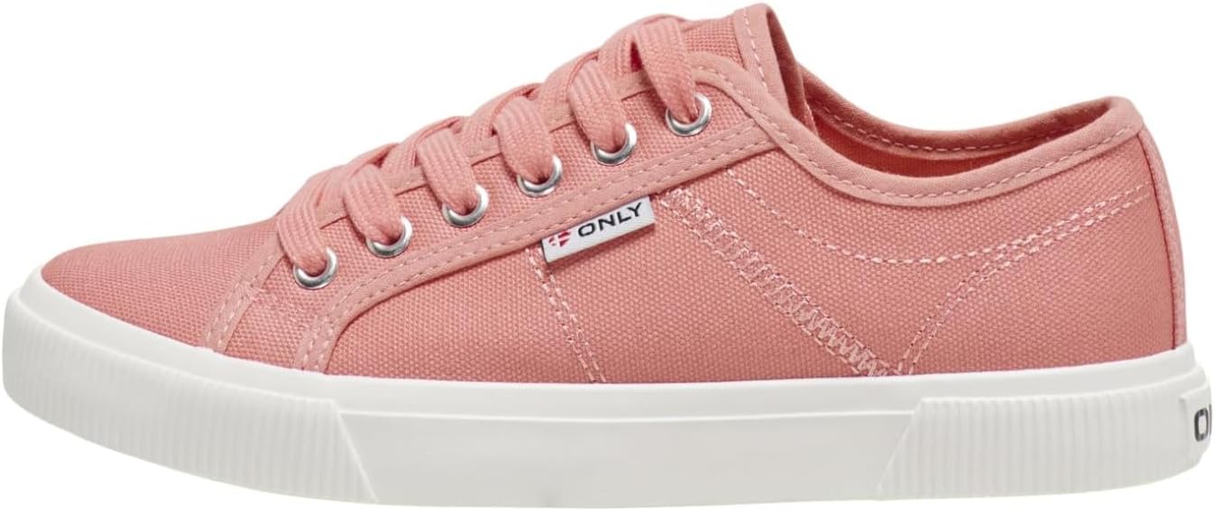 Detalle de ONLY Damen Onlnicola Canvas Sneaker Noos – Damen-Sneaker aus Canvas mit mandelförmiger Zehenform