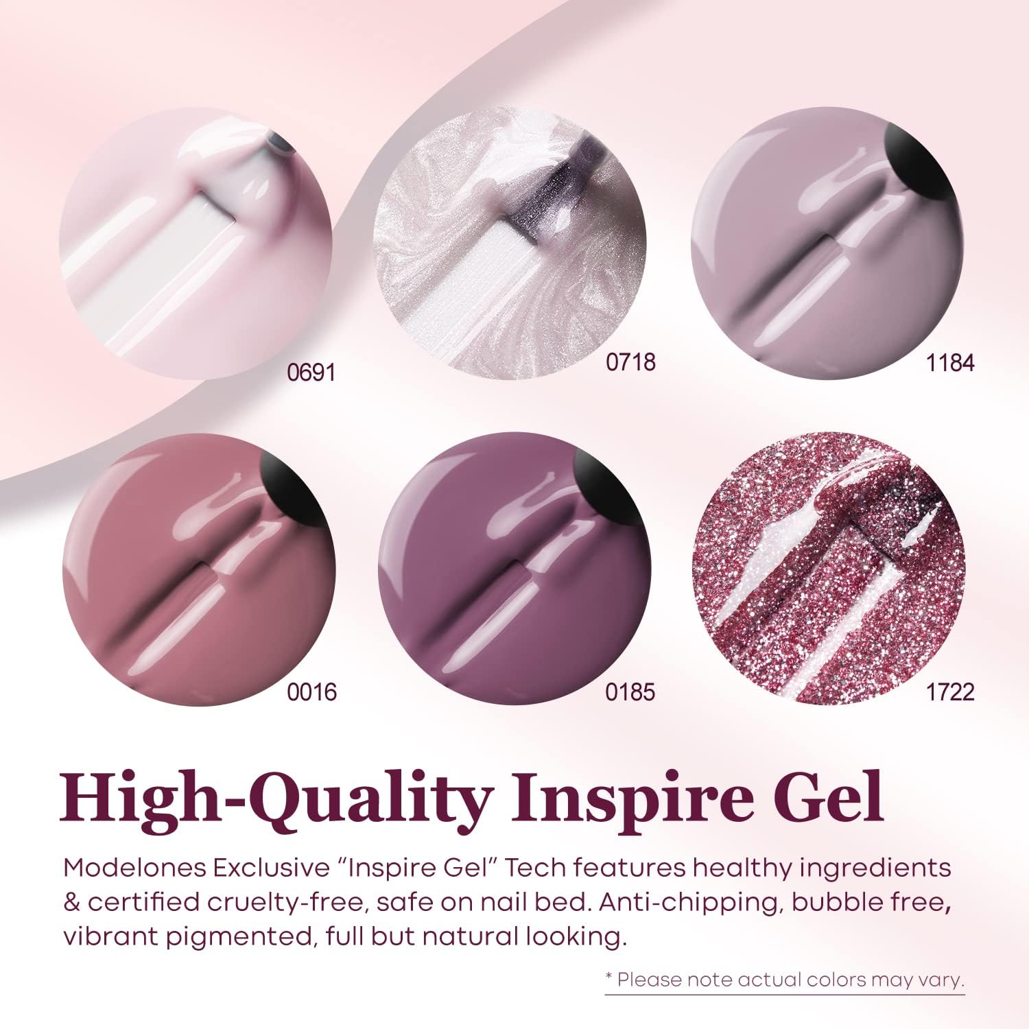 Detalle de Modelones UV Nagellack Set – 6 Farben Gel Nagellack Rosa Nude Glitzer (Soak Off) für Anfänger und Profis