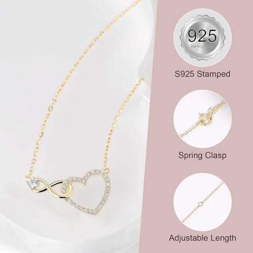Detalle de Meissa Collar Plata Mujer Infinito Corazón: gargantilla 925 con circonitas