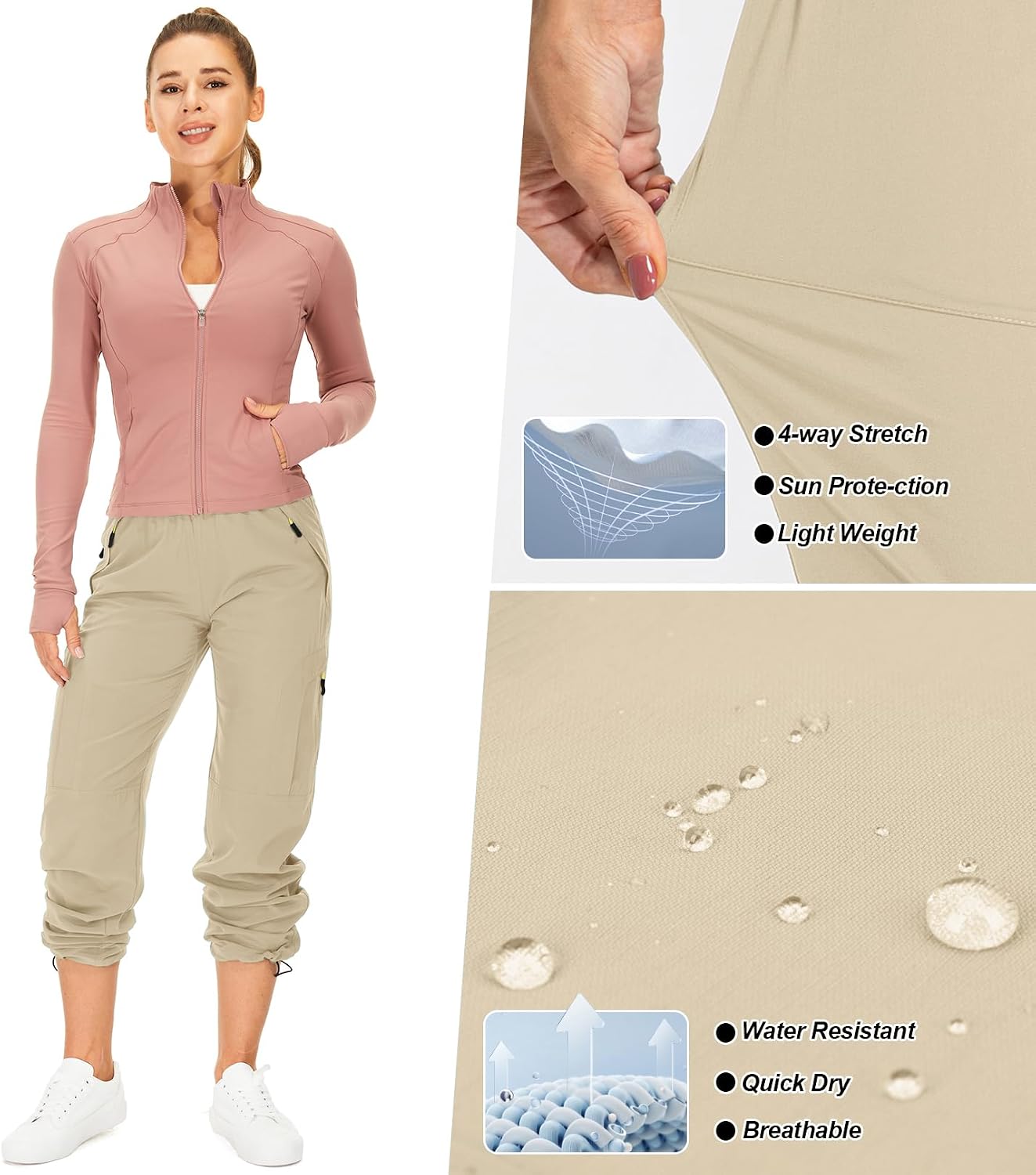 Detalle 2 de Toomett Women's Hiking Cargo Pants, UPF 50+, Quick-Dry, Zipper Pockets