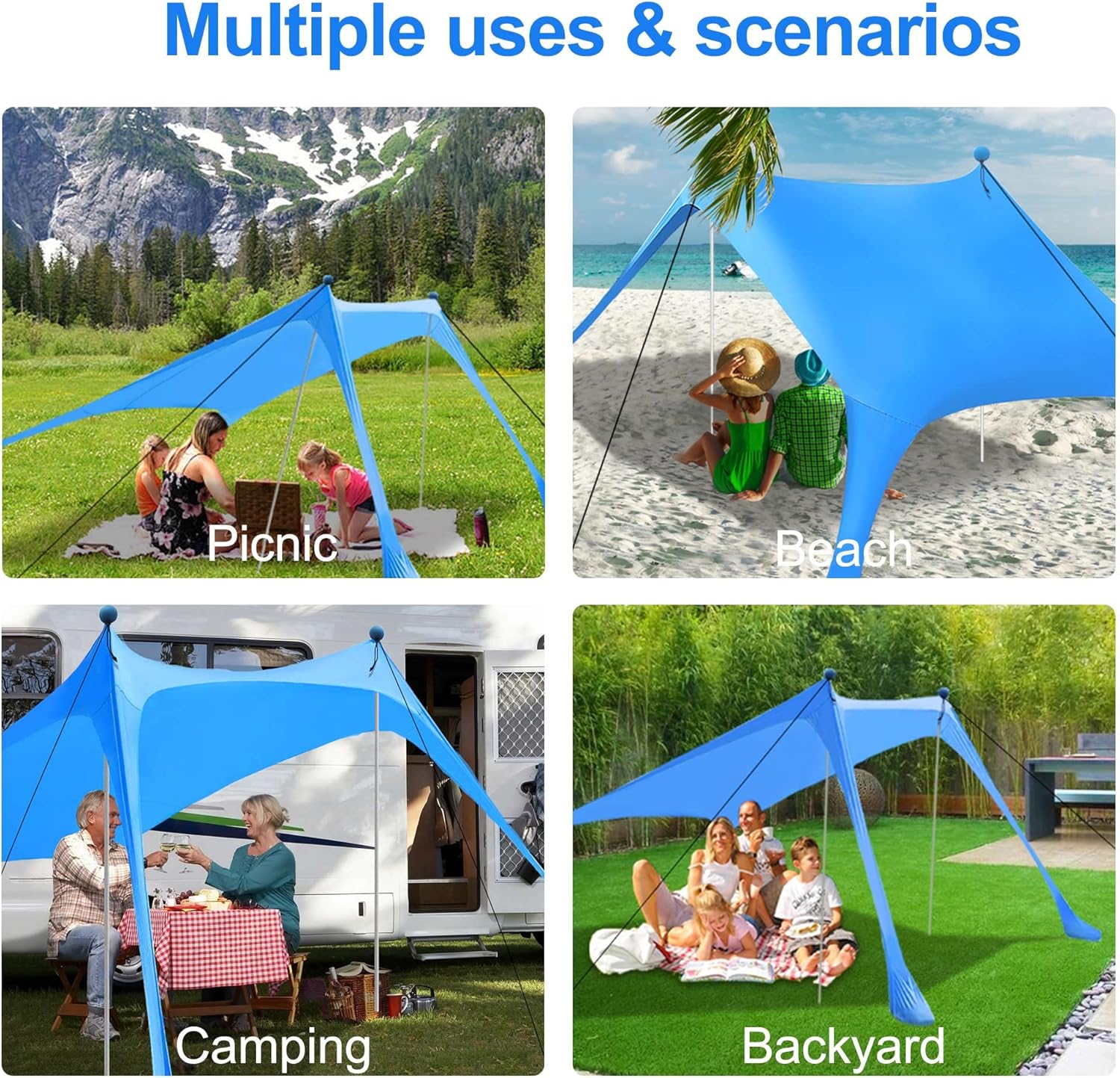 Detalle de Beach Canopy Tent Sun Shade with UPF 50+ UV Protection