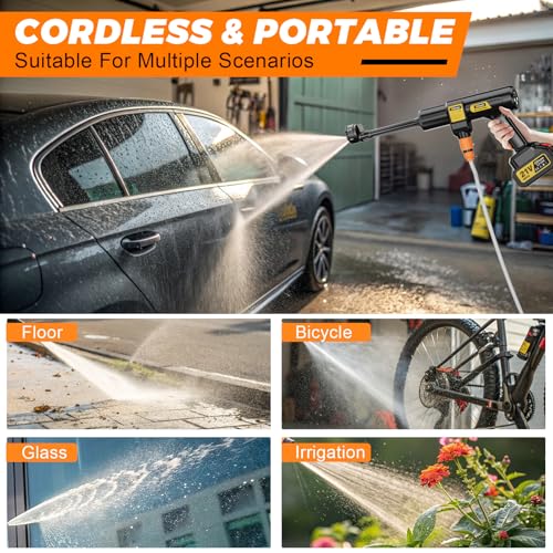 Thumbnail 7 de Gisam Hidrolimpiadora de Alta Presión, Hidrolimpiadora Portatil MAX 65 Bar con 2 x 4000mA Baterías, Pulverizador de Espuma, 6 en 1 Boquilla Multiusos y 180° Boquilla Giratoria (Gisam-01)