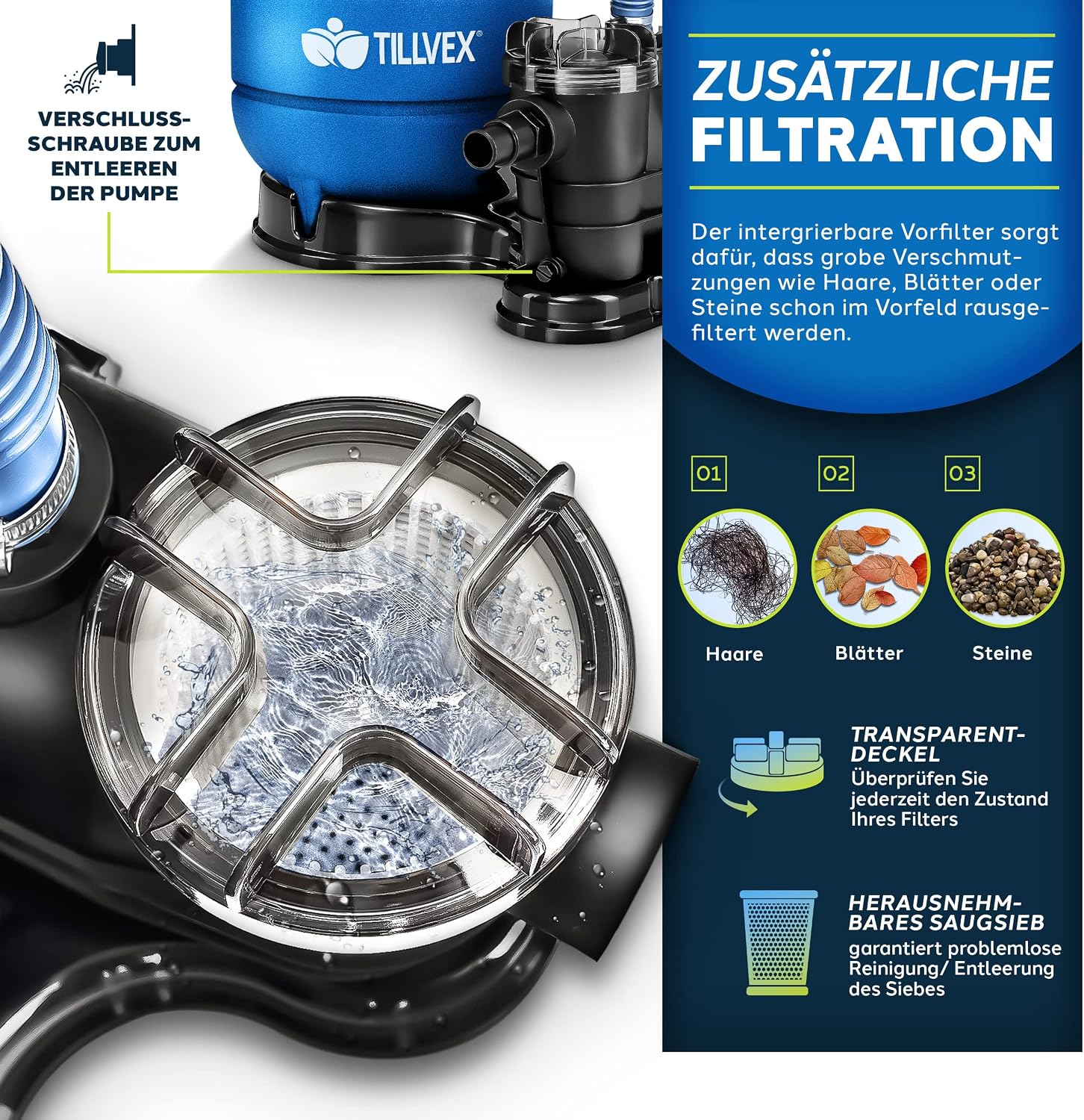 Thumbnail 4 de tillvex TVSFT zandfiltersysteem 10.200 l/u met 7-wegventiel en adapter