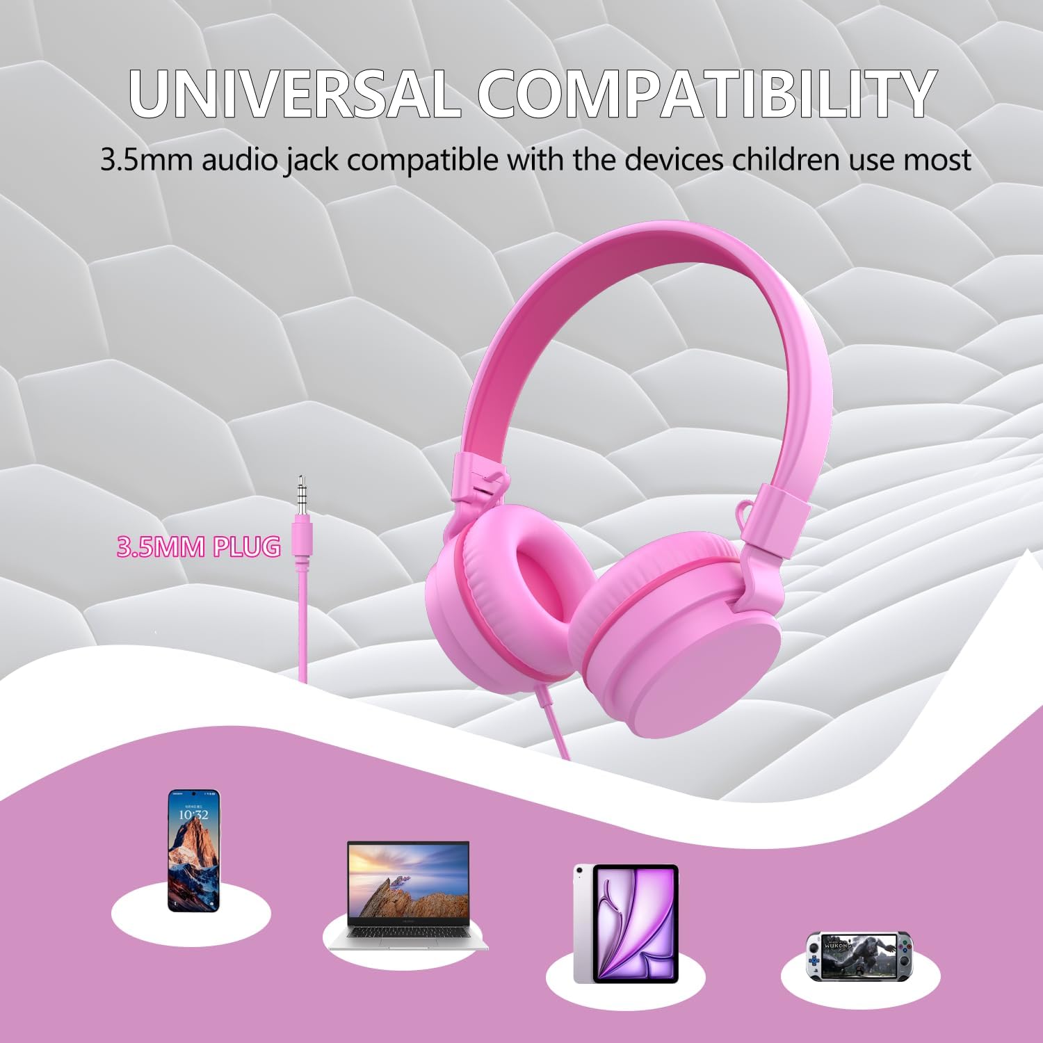 Thumbnail 6 de Kids Headphones Wired: Safe Volume-Limited On-Ear Headphones for Kids (Pink)