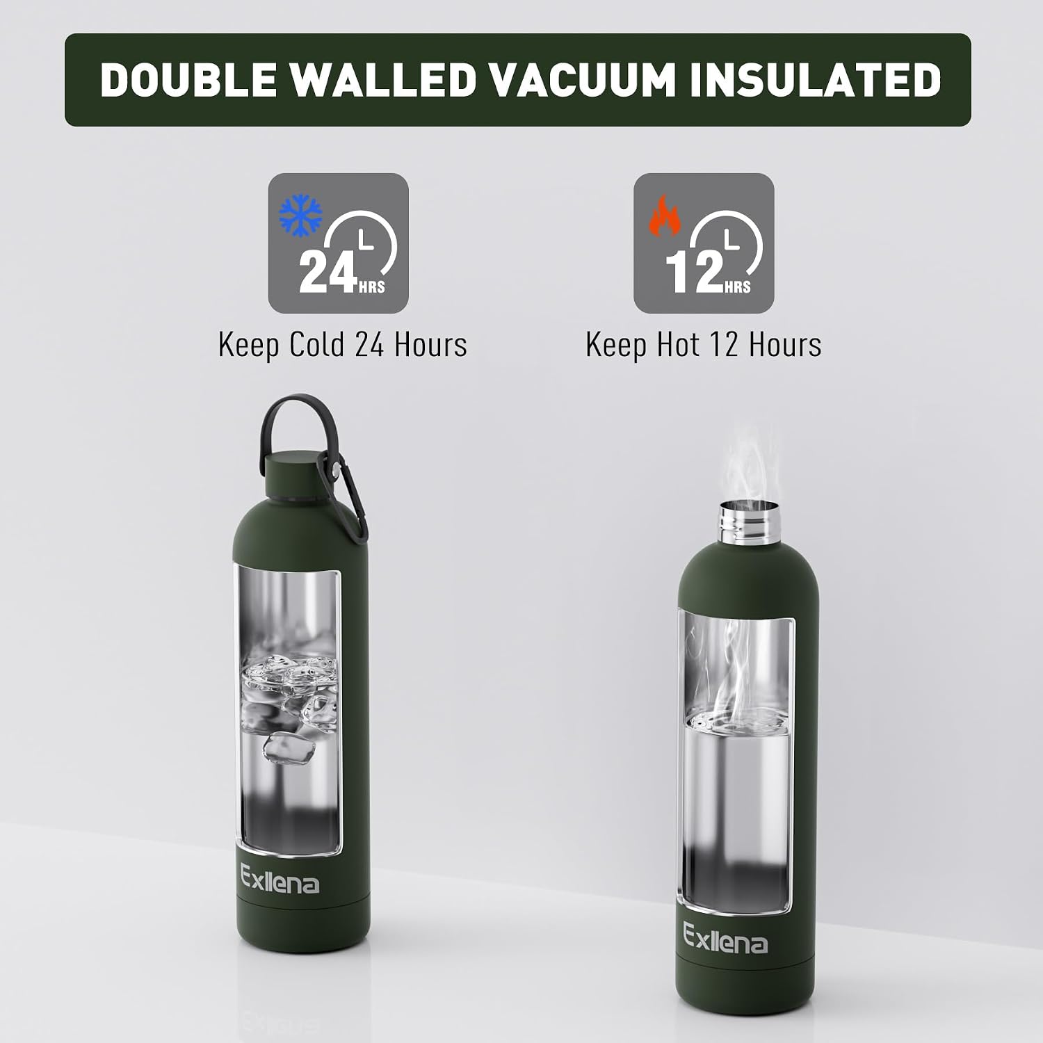 Thumbnail 4 de Exllena 1L stainless steel water bottle with handle