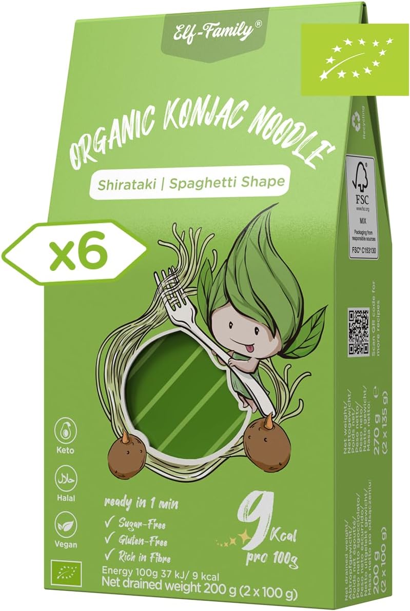 Elf-family Bio Pasta di Konjac 270 g ×6 Scatole — Shirataki Noodles 🍝