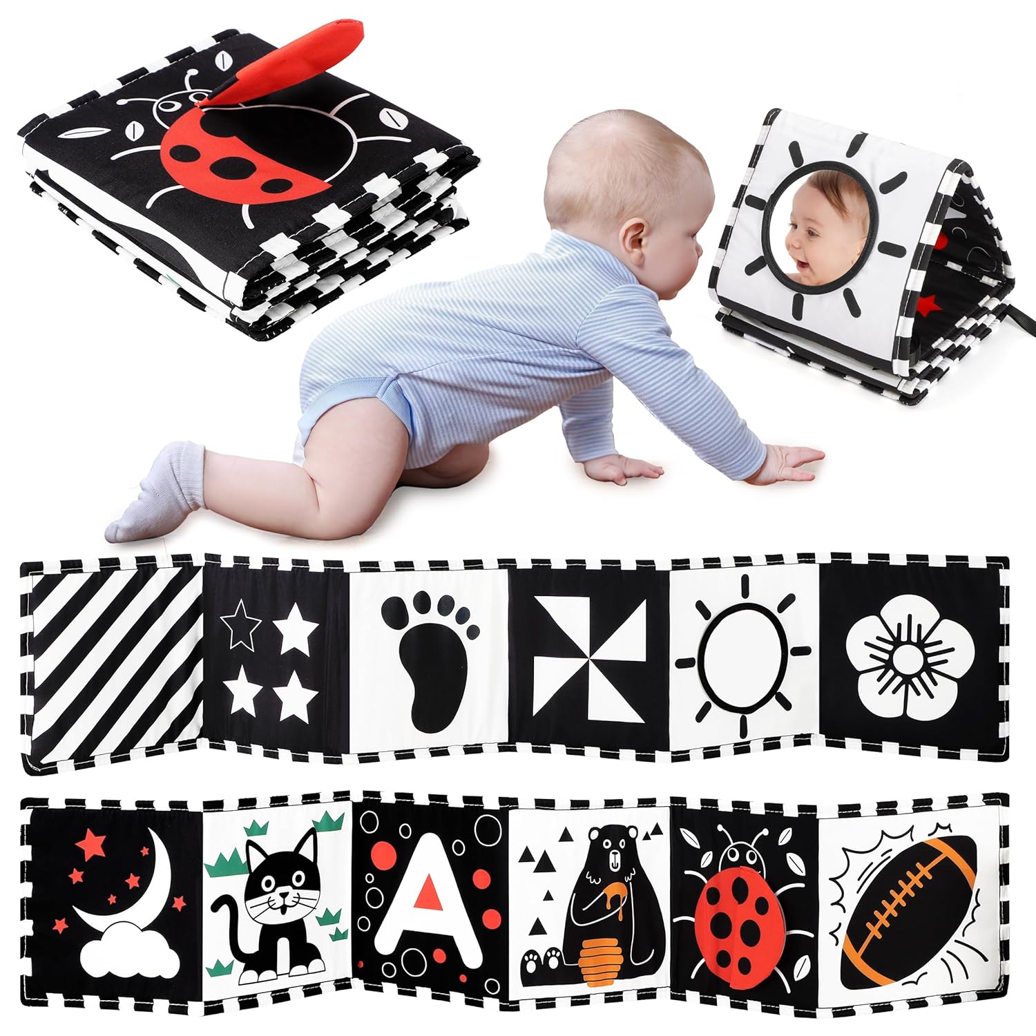 Detalle de URMYWO Kontrastbuch Baby Stoffbuch für 0–6 Monate