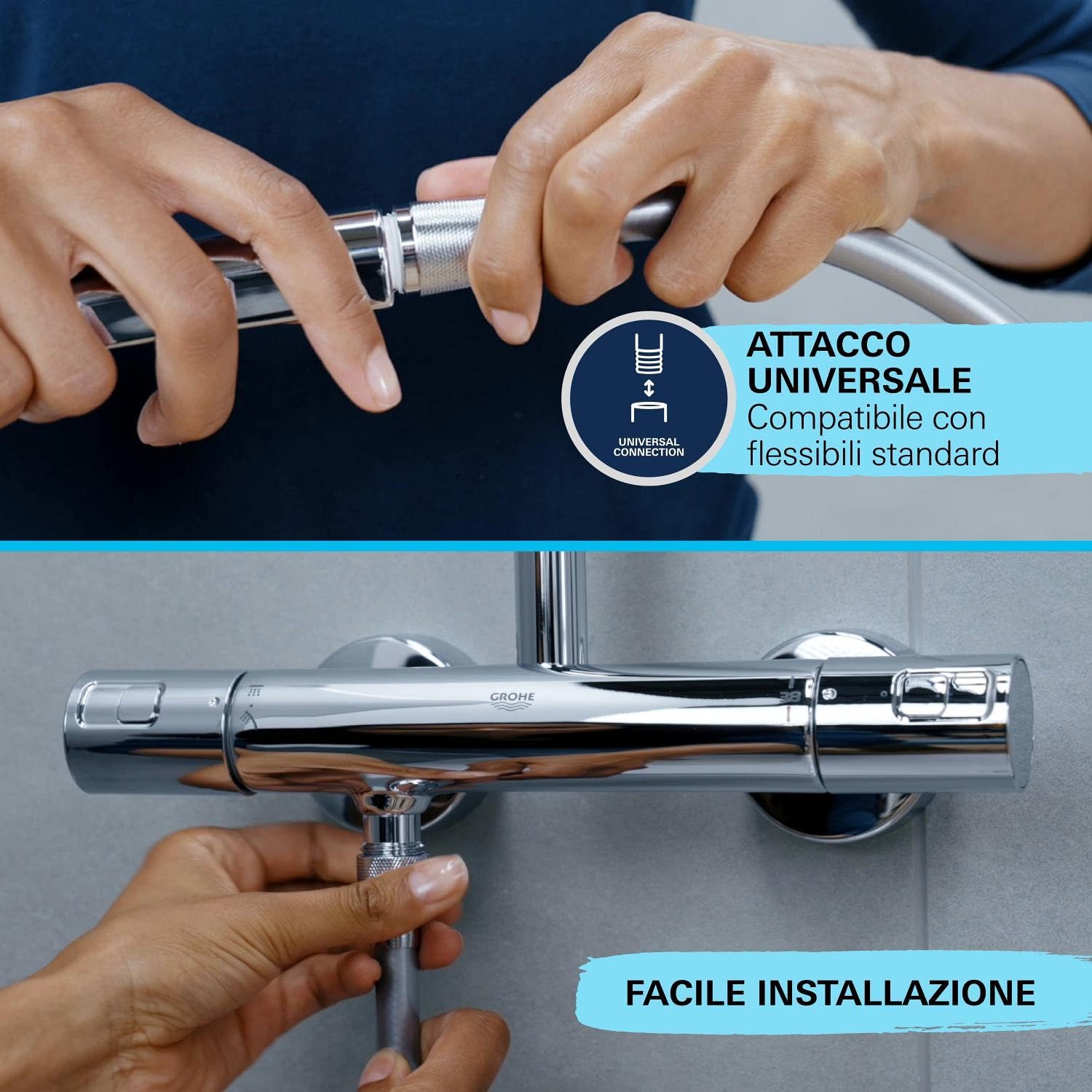 Thumbnail 2 de GROHE QUICKFIX VitalioFlex Trend: Flessibile doccia in metallo da 1500 mm
