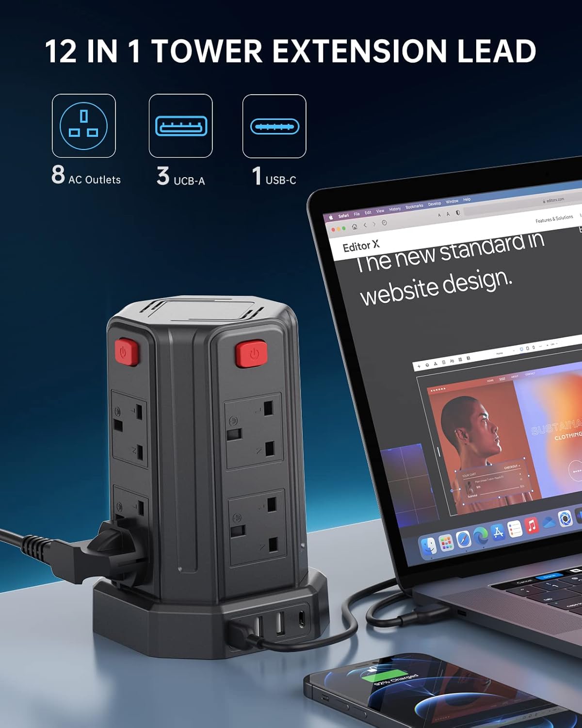 Detalle de Sameriver Tower Extension Lead 2M with USB