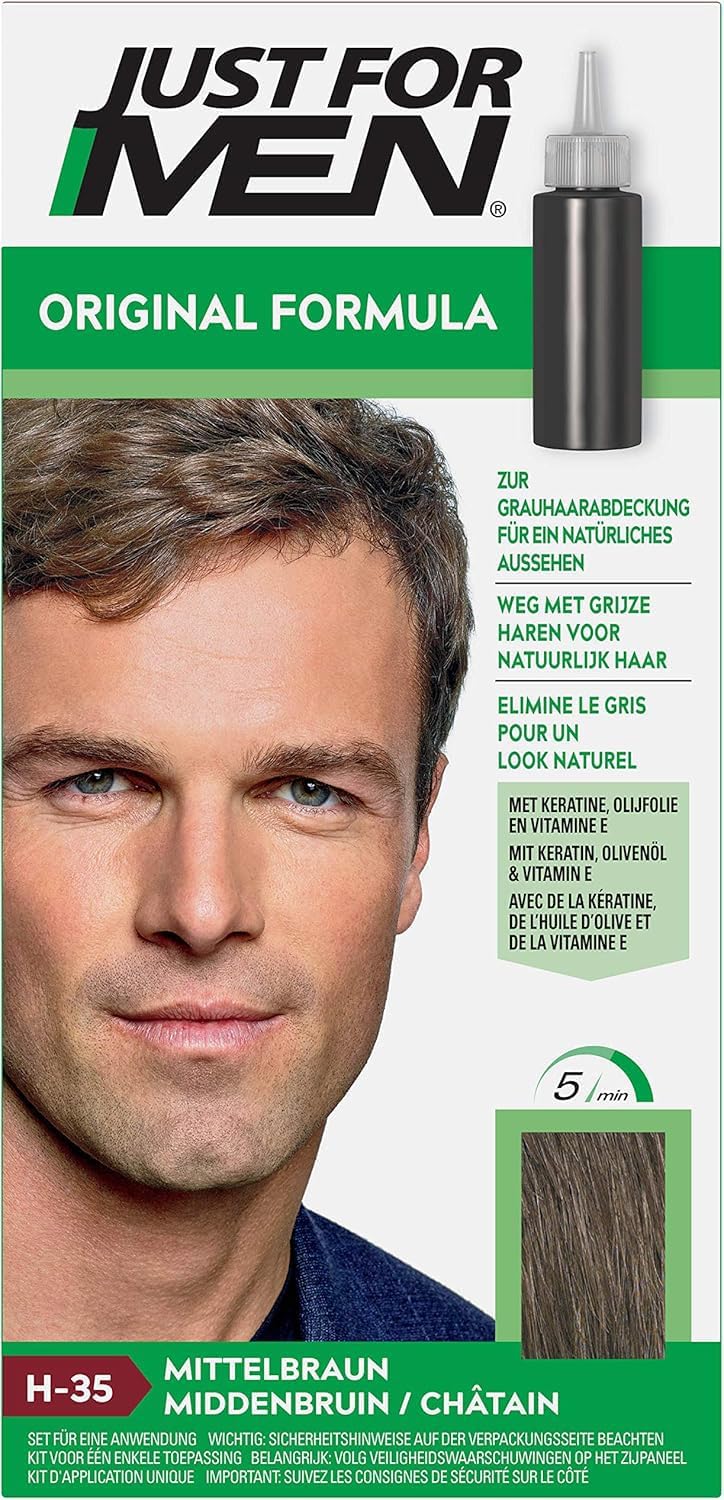 Detalle 2 de Just For Men Teinture Cheveux Homme – Coloration Semi-Permanente Sans Ammoniaque, Kératine et Vitamine E, Chestnut Clair H25