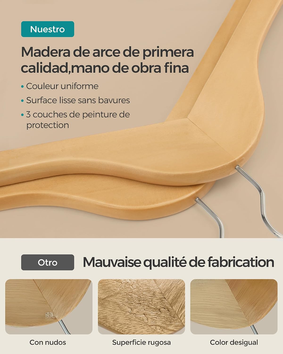 Thumbnail 4 de SONGMICS percha CRW001-20 de madera maciza