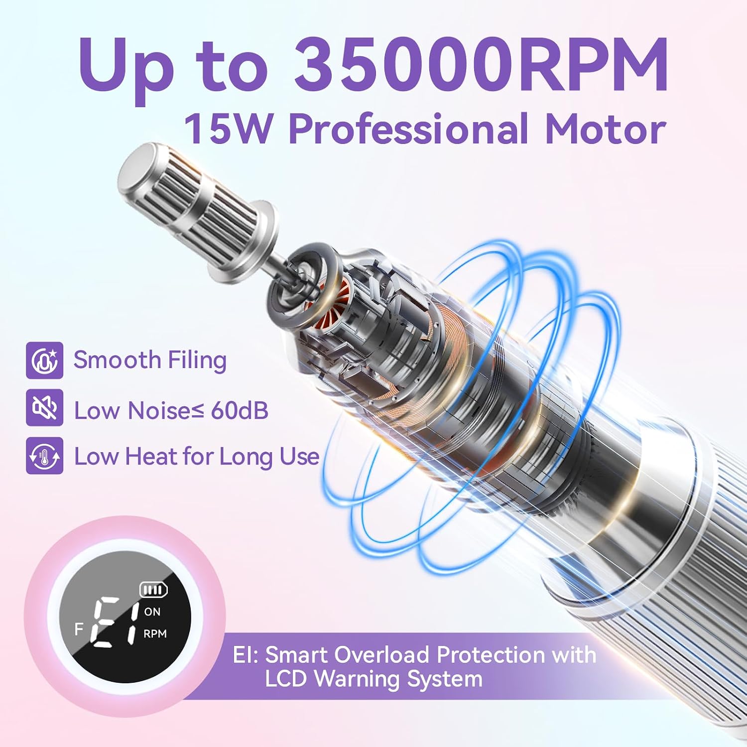 Detalle 2 de Makartt Rechargeable Nail Drill 35000RPM ๐