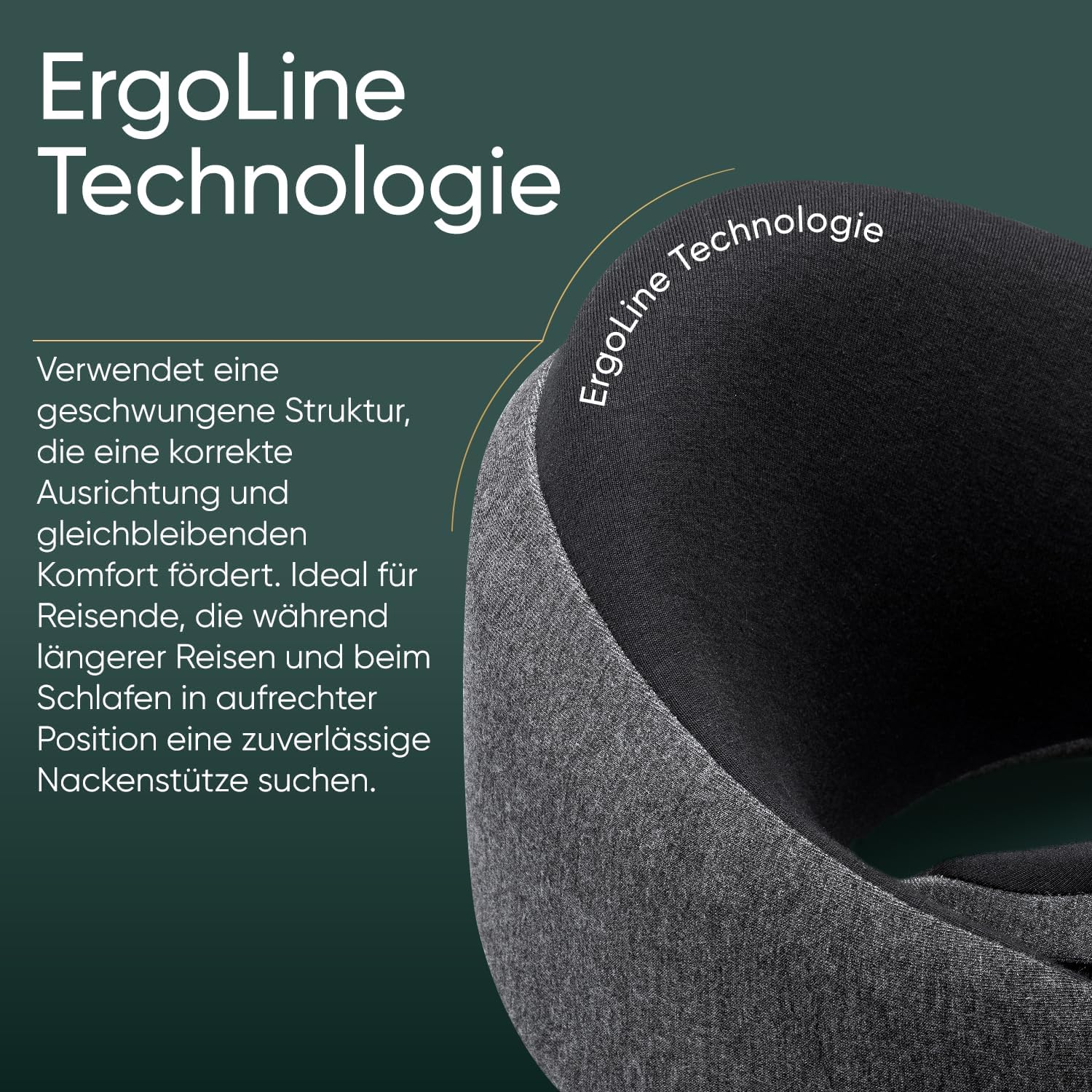 Thumbnail 2 de Proglobe Luxe Memory-Schaum Reisekissen (Aschschwarz) – kompaktes Nackenkissen mit Kinnstütze für lange Strecken