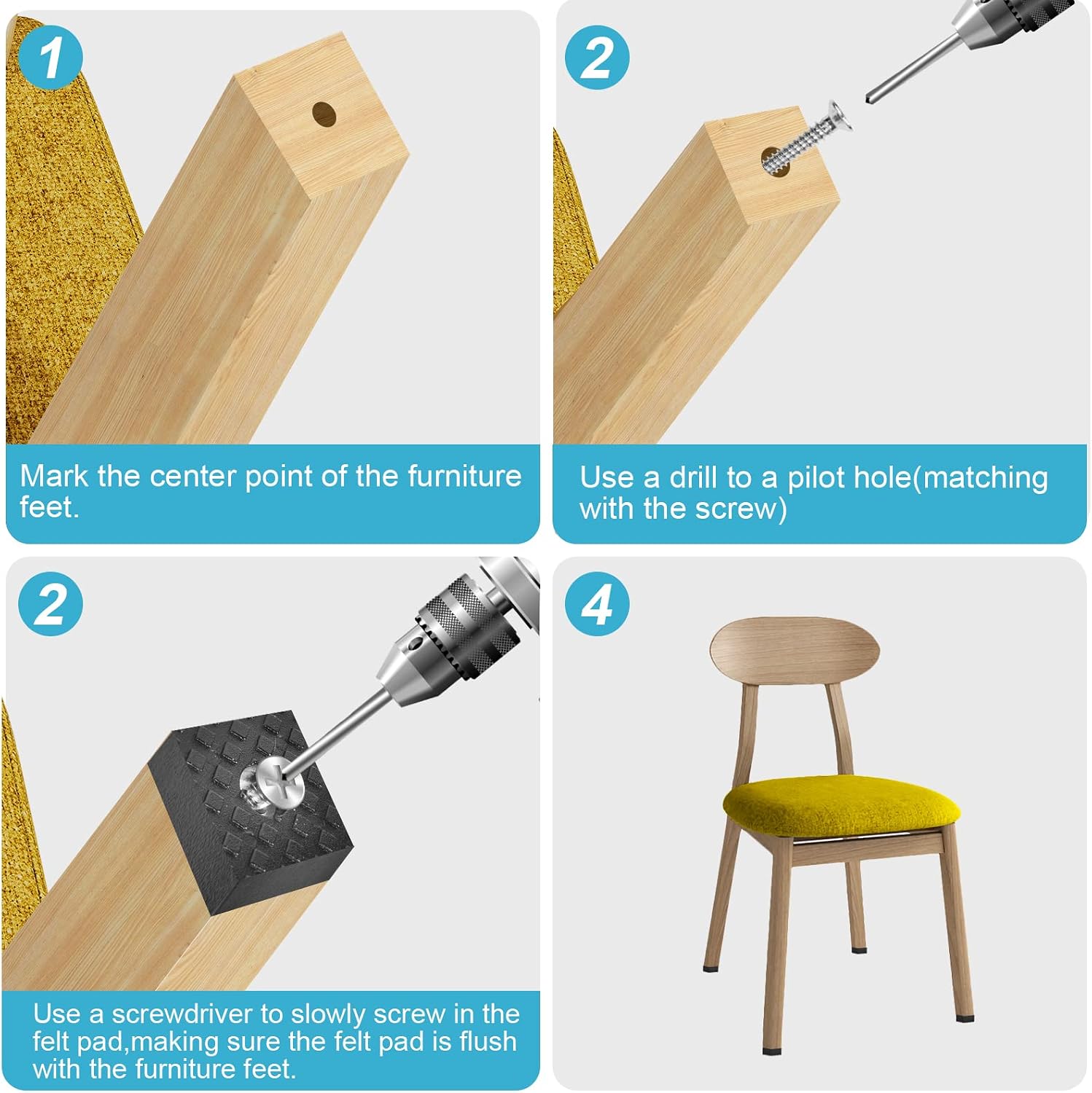 Thumbnail 3 de Jeyrup H0020 rubberen meubelpoten, 20 stuks voor antislip en vloerbescherming
