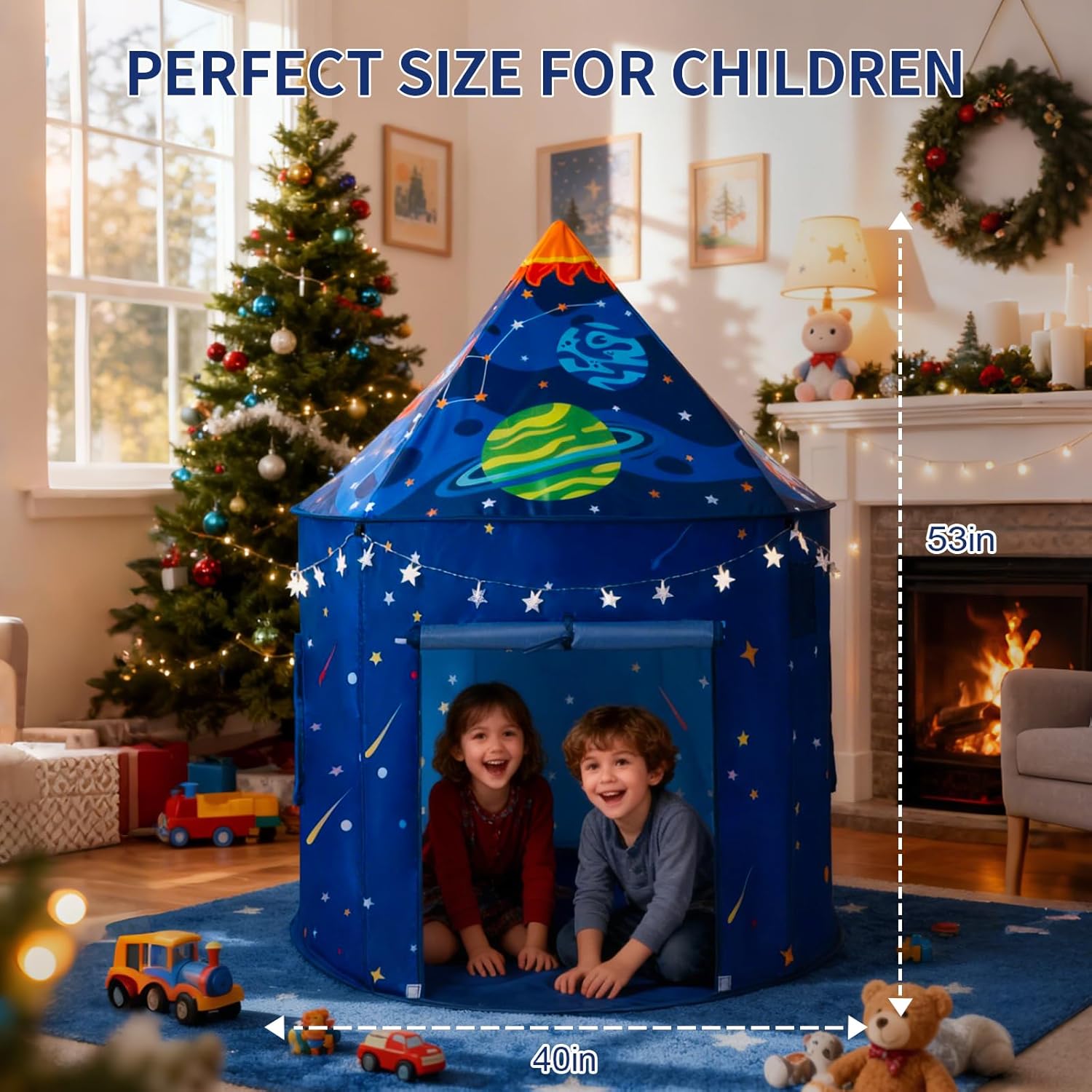 Detalle de ROIWUIE Rocket Space Ship Play Tent for Kids with Star Lights