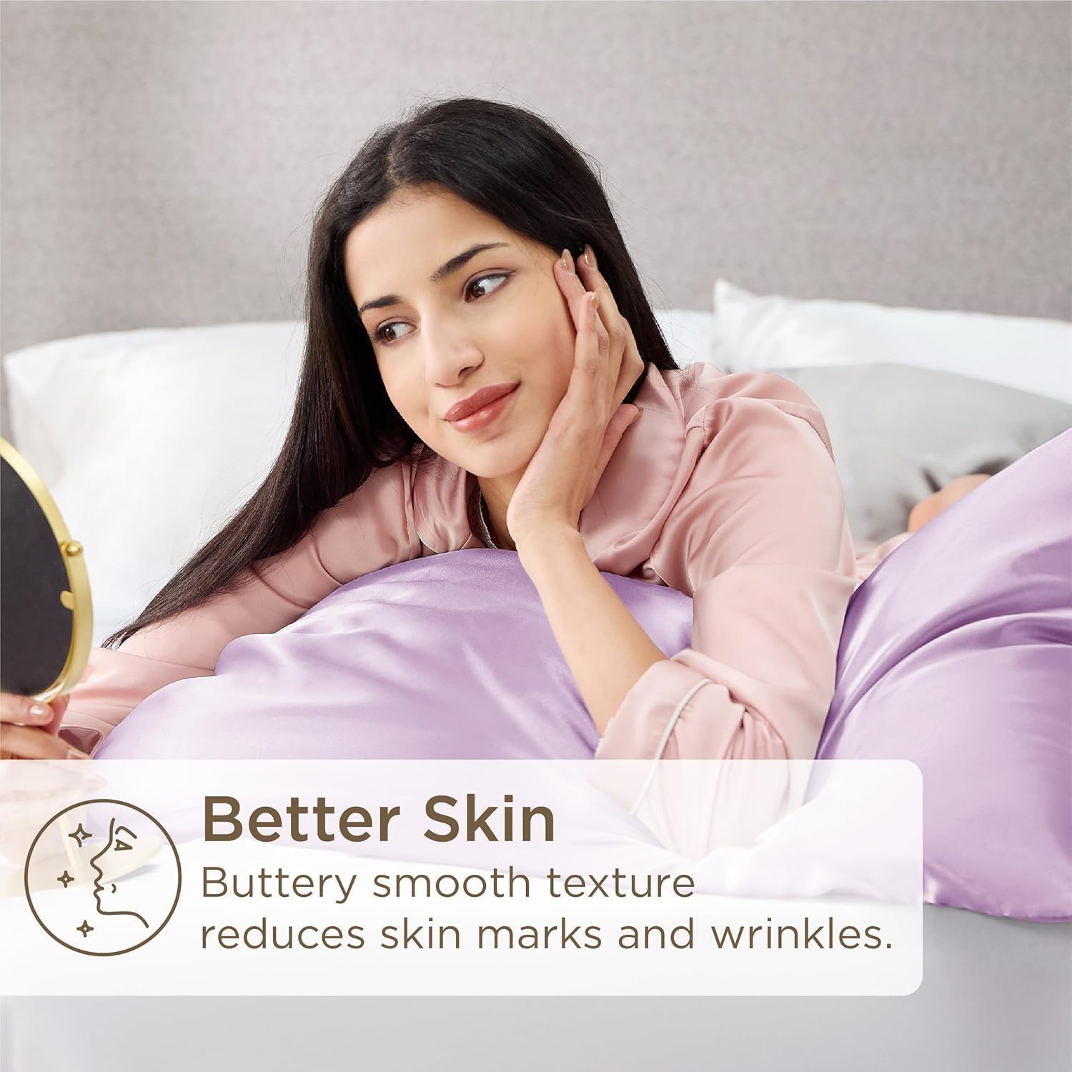 Thumbnail 2 de Bedsure Satin Pillowcase for Hair (Similar to Silk) – Cooling Pillow Cases, 2 Pack with Envelope Closure, Misty Lilac Purple