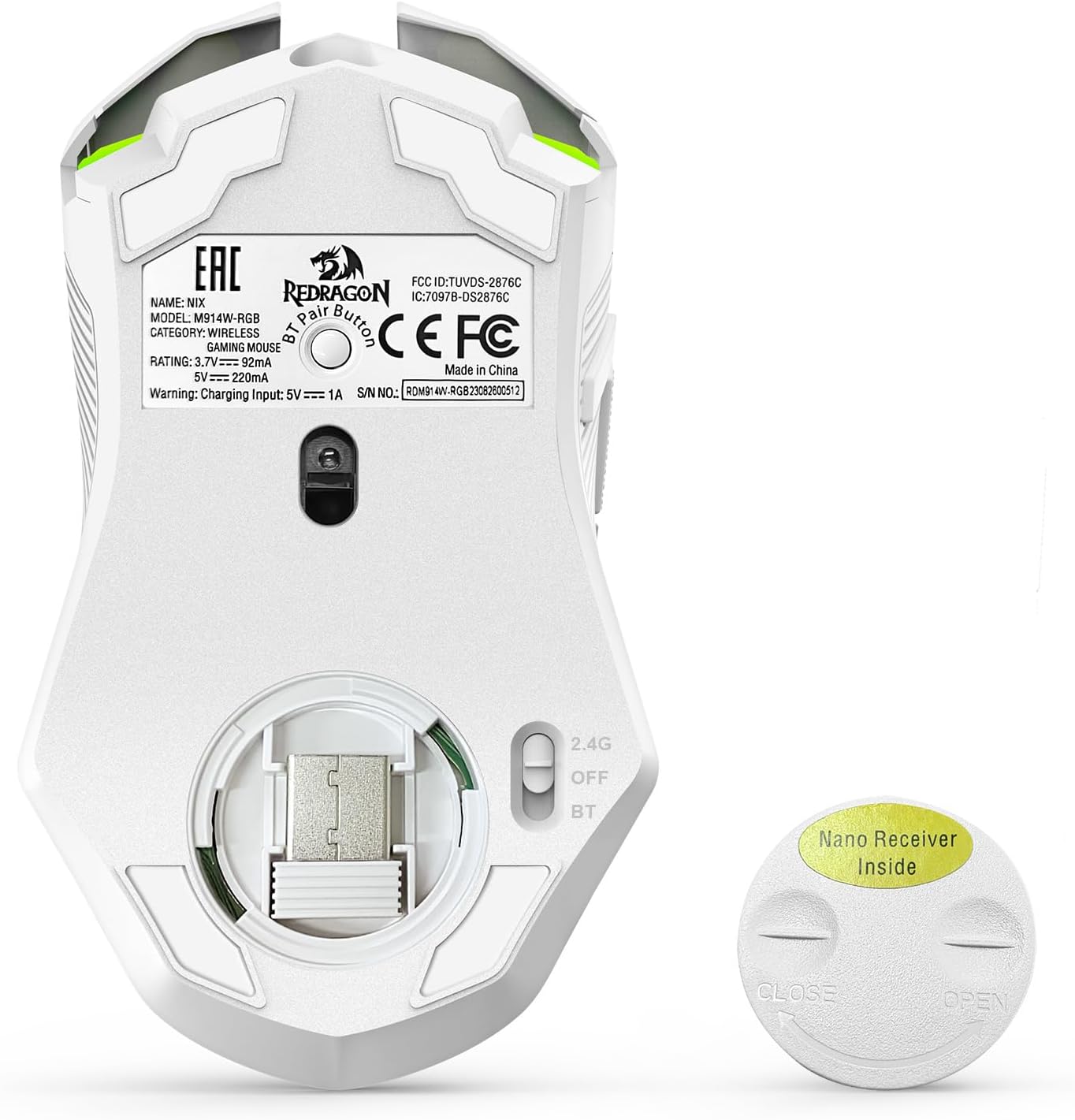 Detalle 2 de Redragon Tri-Mode Wireless Gaming Mouse (M914) – 12000 DPI, RGB, Fully Programmable