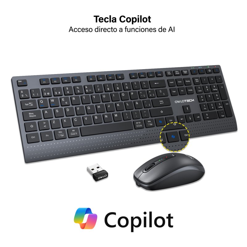 Thumbnail 3 de Owlotech MK700 Combo teclado y ratón low profile Dark Grey 🖱