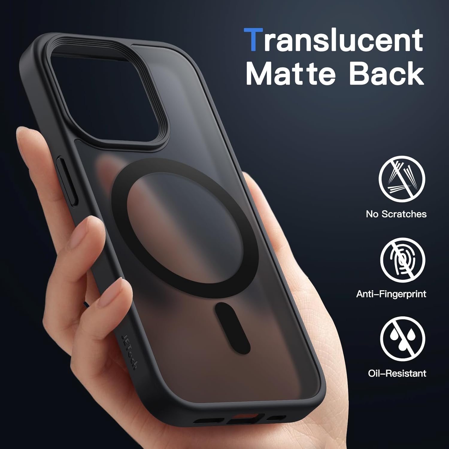 Detalle de JetTech Coque Magnétique pour iPhone 14 Pro (6,1 po) — arrière translucide mate, noir