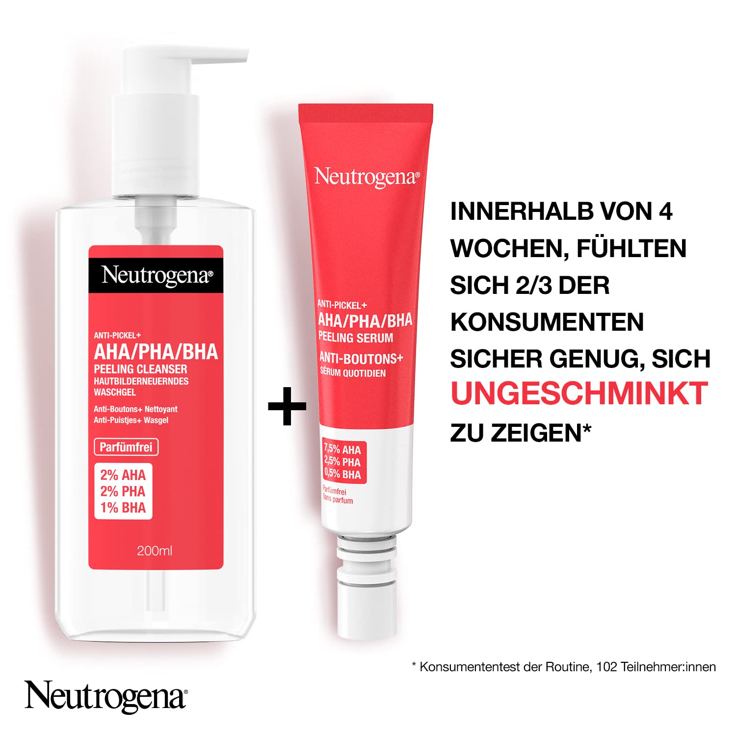Detalle 2 de Neutrogena Anti-Pickel+ Anti-Pickel Set: Tägliches Waschgel (200 ml) & Tägliches Serum (30 ml) mit Salicylsäure + AHA/PHA