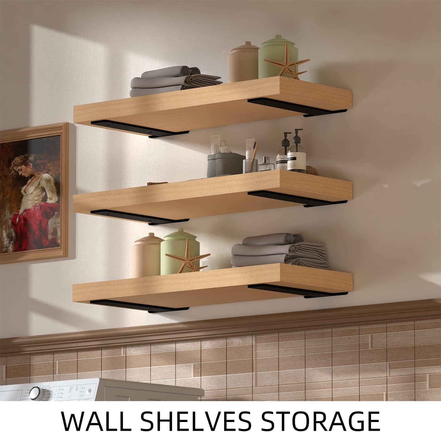 Detalle 1 de ITHKFU Equerre Etagere zwevende plankdragers, zwart, 30 cm, set van 6