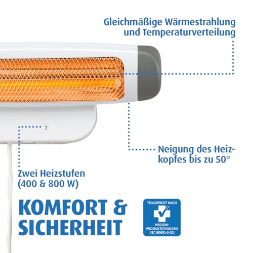 Detalle de reer Wickeltischstrahler FeelWell – Heizstrahler für Wandmontage mit Timer, 2 Heizstufen