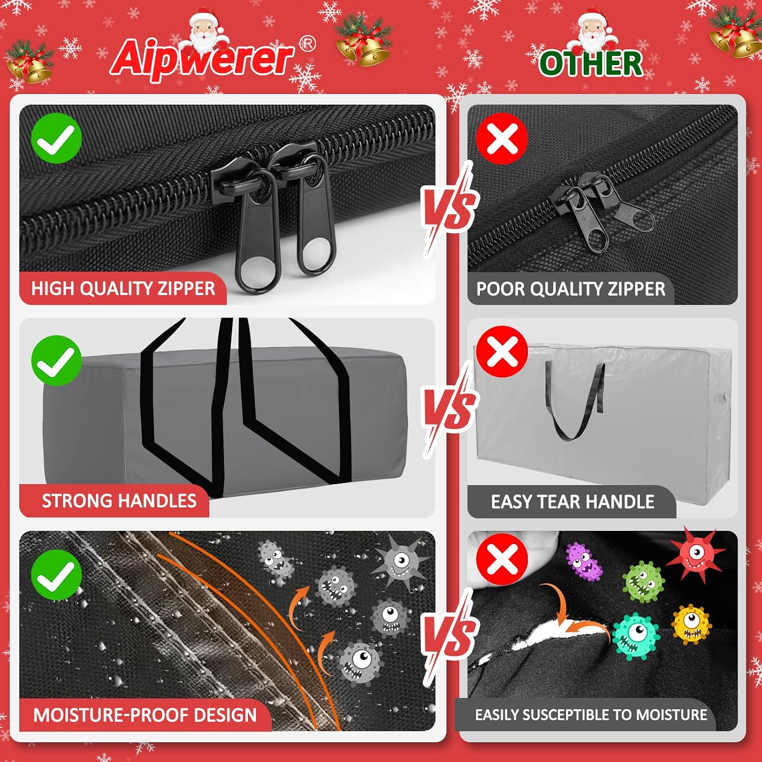 Thumbnail 3 de Aipwerer Sac de Rangement Sapin Noël 200x60x75 cm