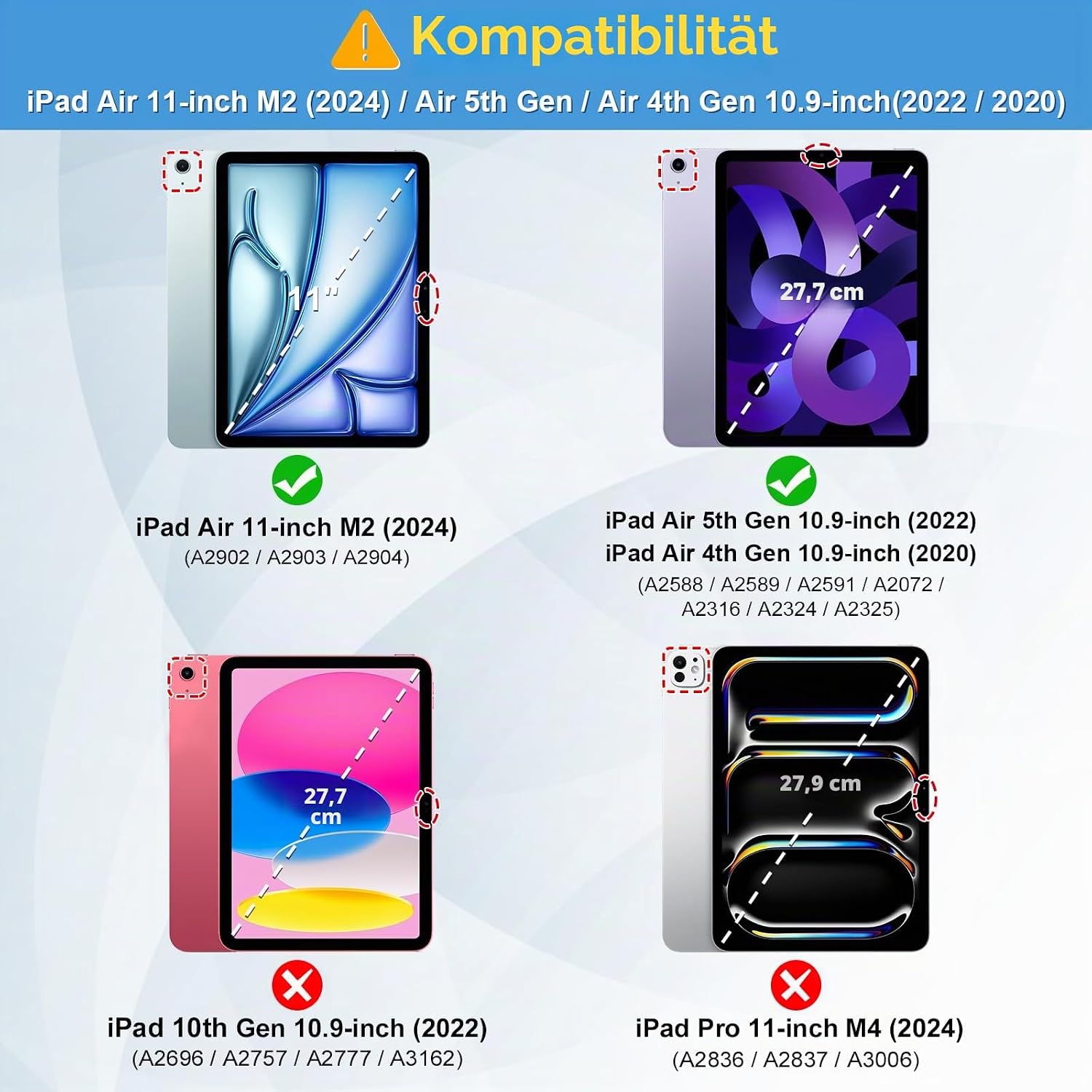 Detalle 2 de Fintie Hybrid Hülle für iPad Air 11 Zoll M4/M3/M2 (2026–2024) & iPad Air 5./4. Gen (2022–2020) – Stoßfeste Schutzhülle mit transparenter Hartschale und Stifthalter
