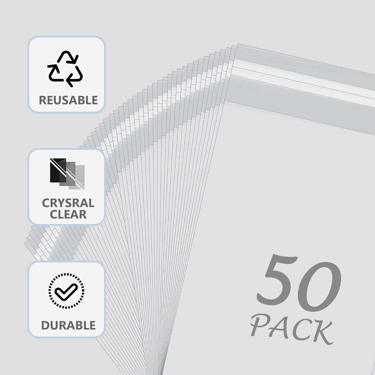 Detalle 1 de Somime 50-Pack Acid-Free Clear Art Print Sleeves, 9 3/8" x 12 2/5