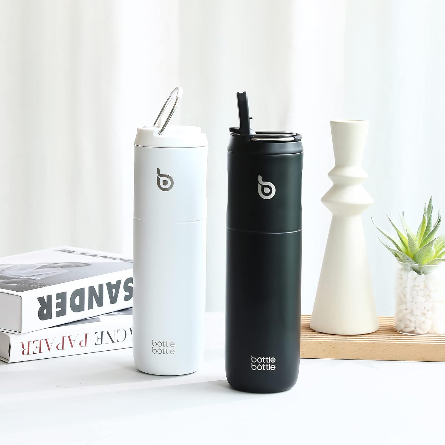 Thumbnail 6 de BOTTLE BOTTLE Stainless Steel Water Bottle 700ml with Straw & Lid (White) – insulated sports tumbler