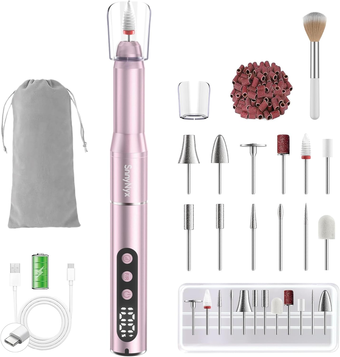 Detalle de SnnyNyx SN-ND021RG Cordless Nail Drill with LCD, 35,000 RPM and 12 Bits