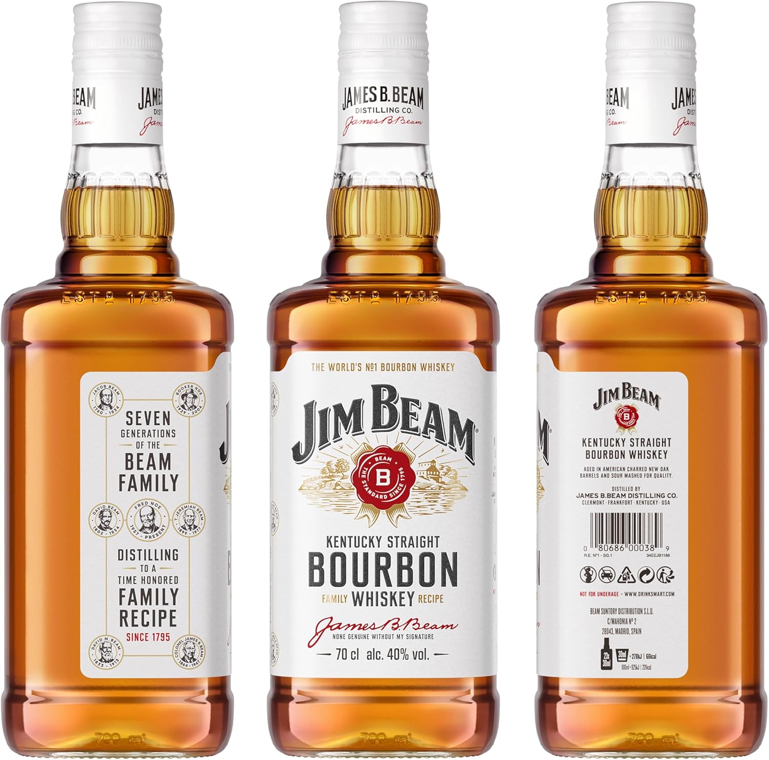 Detalle de Jim Beam White Kentucky Straight Bourbon Whiskey 70 cl