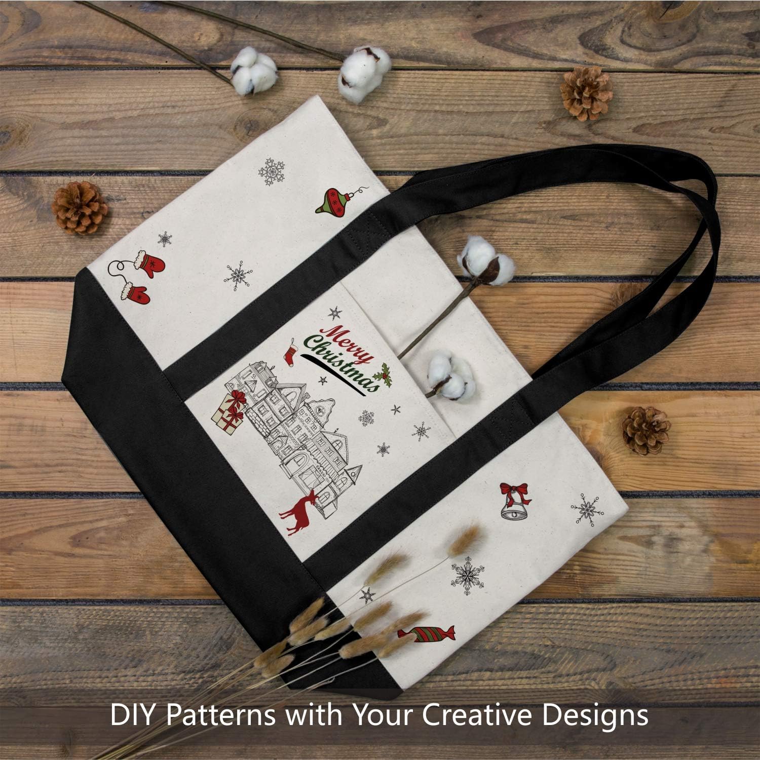 Detalle de TOPDesign Canvas Tote Bag 1 Pack with Pocket