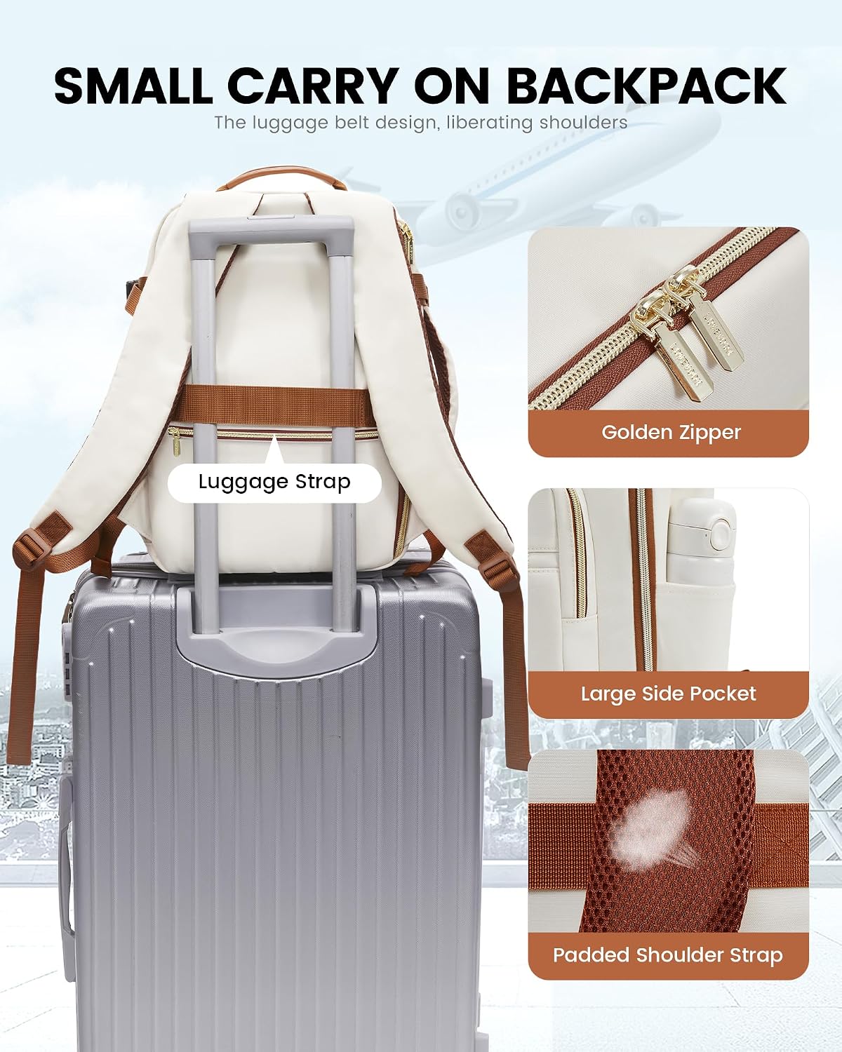 Detalle 2 de LOVEVOOK for Ryanair Cabin Bag 40x28x20: Compact Underseat Carry-On Backpack for Travel