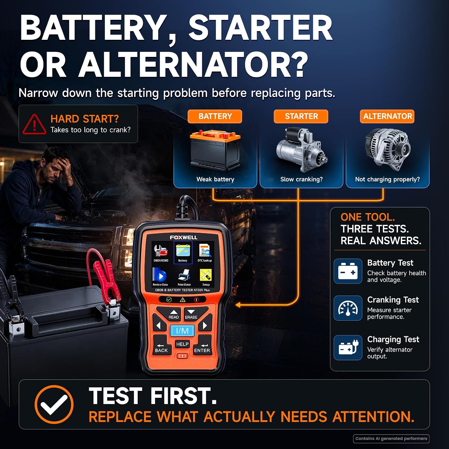 Detalle 1 de FOXWELL OBD2 scanner and 12V battery tester