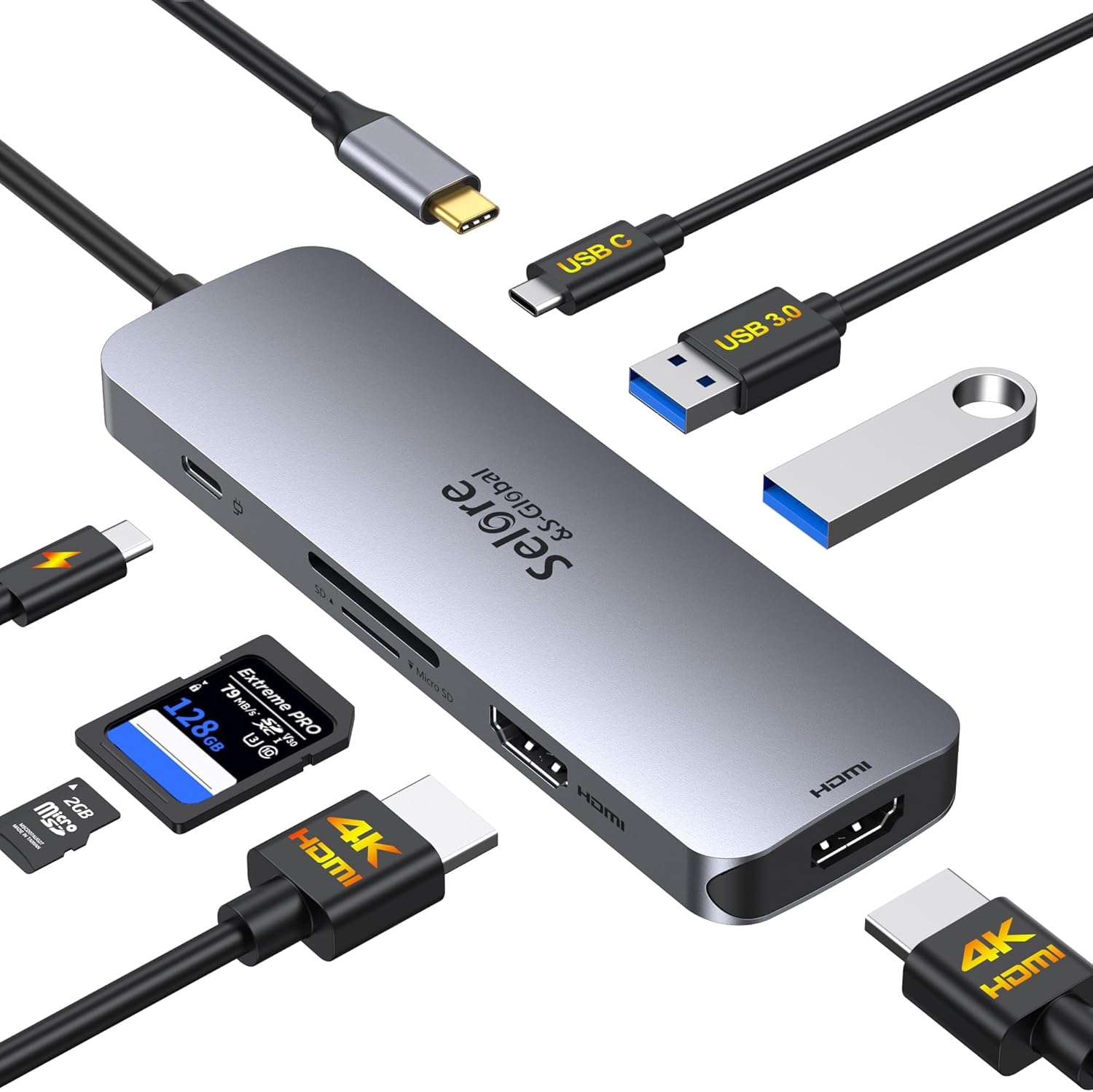 Detalle de Selore&S-Global SEUC0422 USB-C Docking Station, Dual HDMI and 100W PD