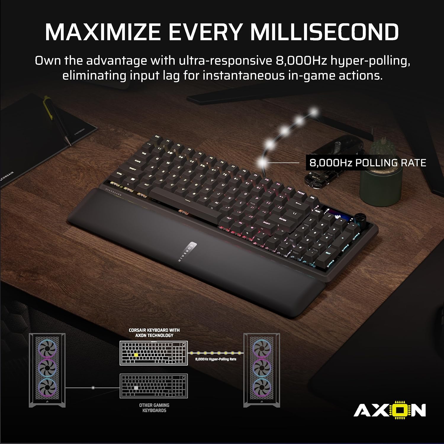 Thumbnail 2 de Corsair Vanguard 96 Wired Mechanical Gaming Keyboard (96% Layout, MLX Fusion Tactile, LCD Display, 8000Hz) – Black