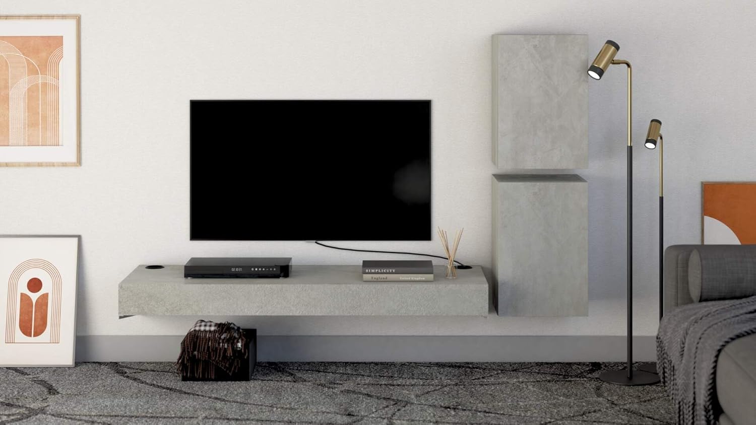 Thumbnail 6 de Mobili Fiver Evolution 120x40 — Support TV mural en Frêne Blanc avec chargeur sans fil (Made in Italy)