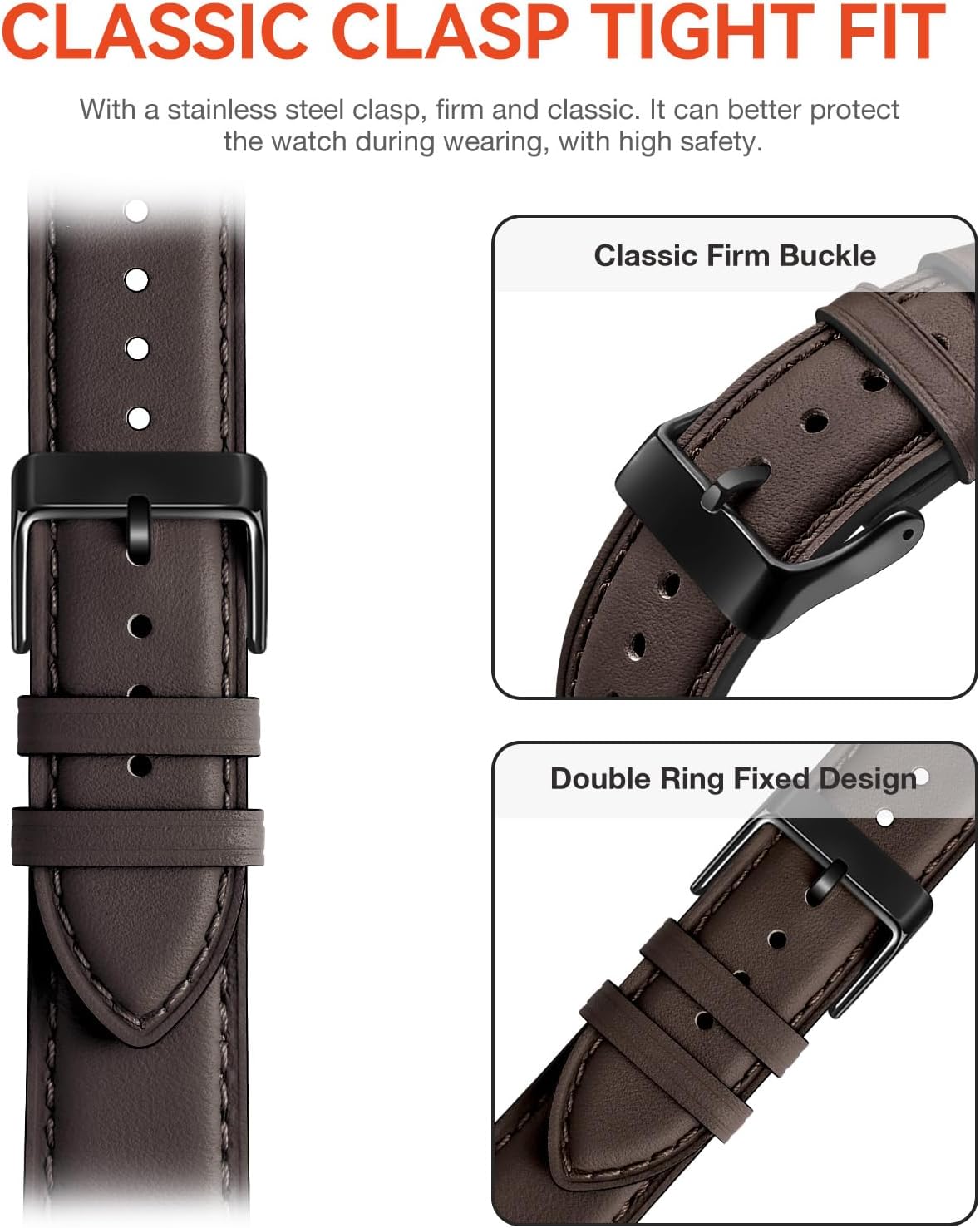 Detalle de SUNFWR leather watch strap for Apple Watch