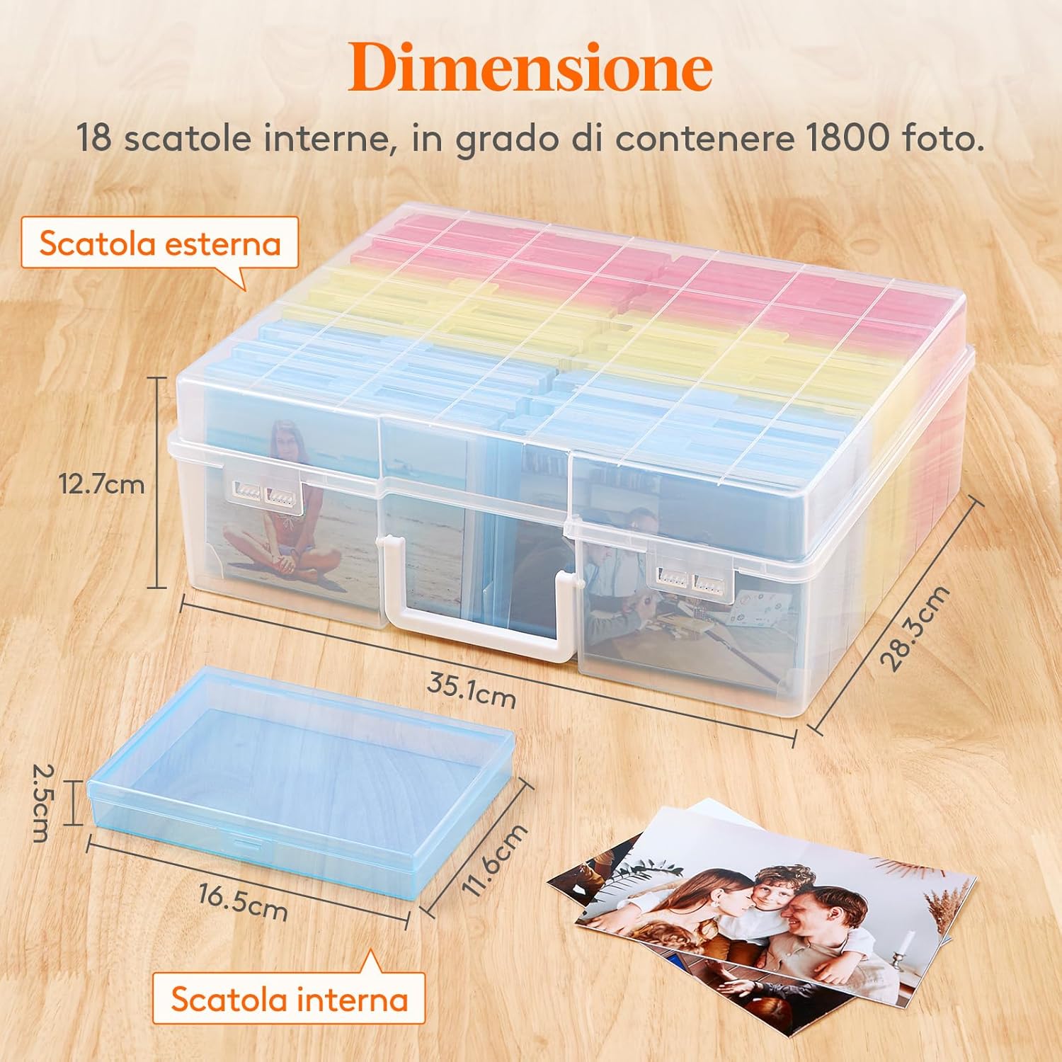 Thumbnail 1 de Lifewit Scatola portafoto 10 x 15 cm con organizer interno a scomparti (18 comparti)