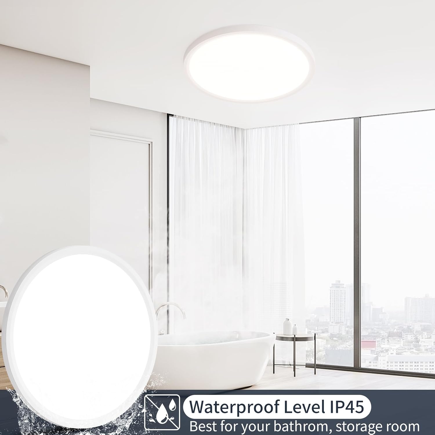 Detalle de KIWIVIC LT0113-BMGT 16-Inch Flush-Mount LED Ceiling Light, Dimmable