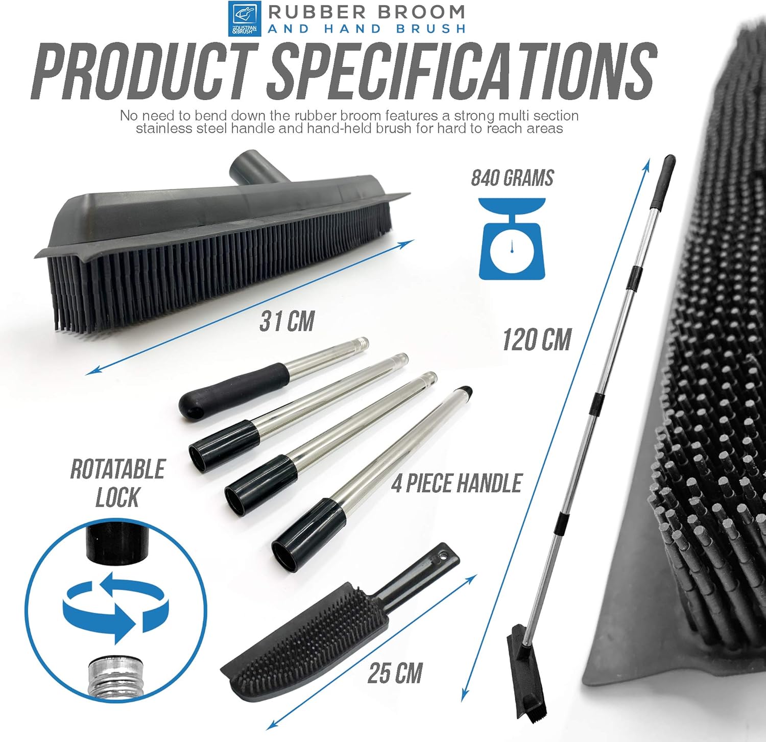 Thumbnail 6 de Rubber Broom Long Handle for Pet Hair