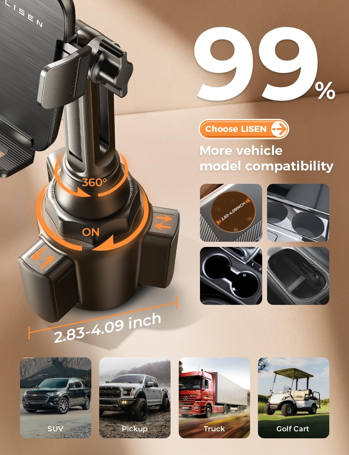 Thumbnail 6 de LISEN Upgraded Cup Holder Phone Mount 360°