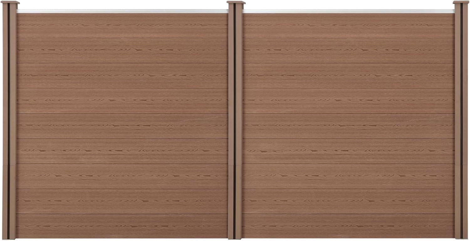 NEU.HOLZ recinzione modulare in WPC per giardino, steccato frangivista espandibile (H 183 cm) 531 cm, marrone