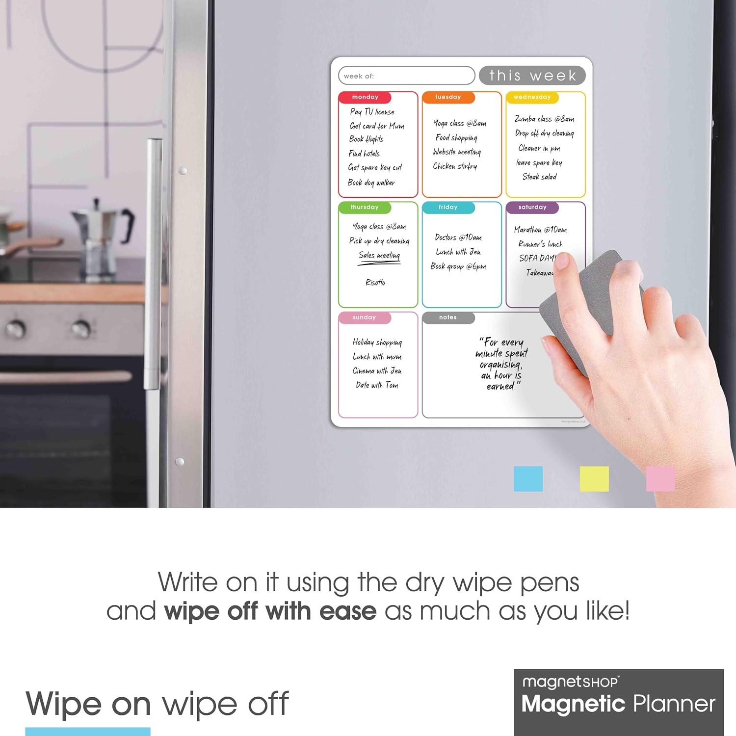 Thumbnail 4 de TMS A4 Magnetic Weekly Planner: Dry Wipe Fridge Calendar Whiteboard