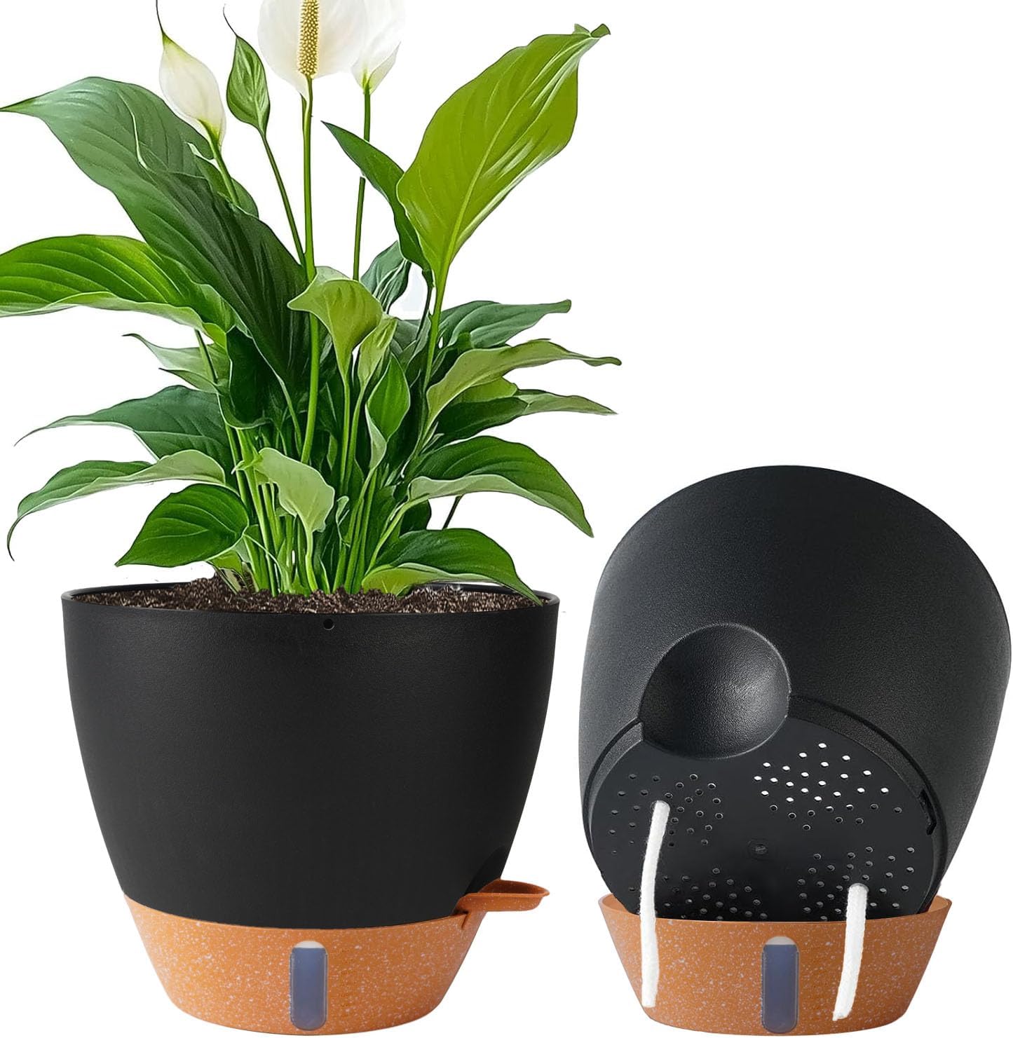 Detalle de Fielda 10-Inch Self-Watering Planters, 2-Pack with Water-Level Window