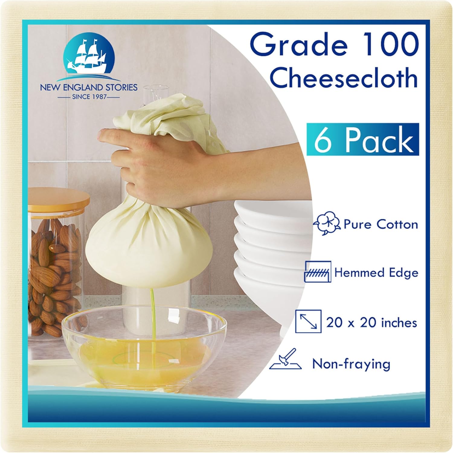 Thumbnail 5 de Reusable Cheesecloth 20x20 Inch, Grade 100 🧾