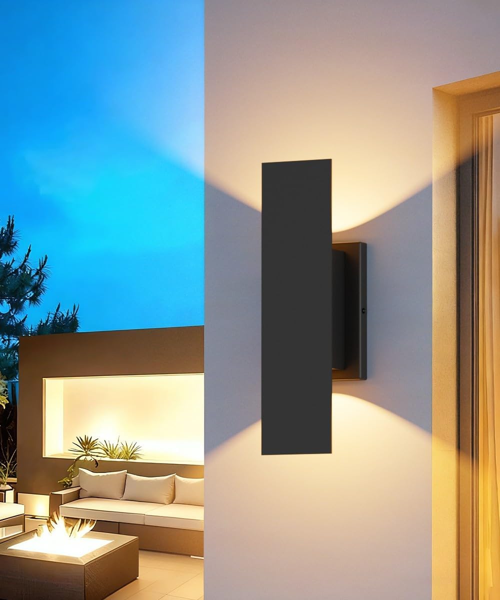 Detalle 2 de Aipsun HW507 Outdoor LED Up/Down Wall Sconces, 2-Pack, Black, 3000K, IP65