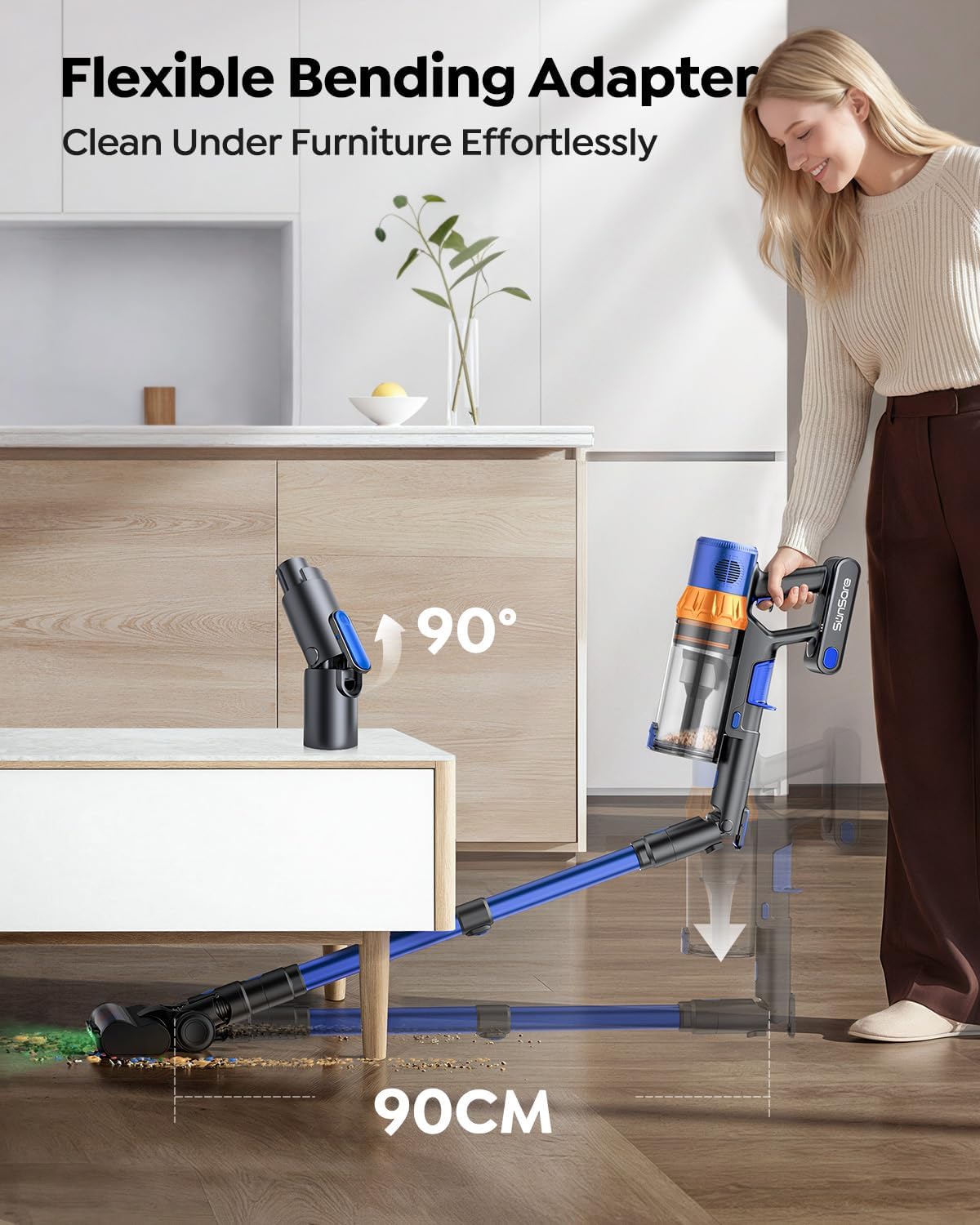 Thumbnail 3 de SunSare Cordless Vacuum Cleaner 600W 50KPa Stick Vacuum (up to 65 mins) with 90° curved adapter